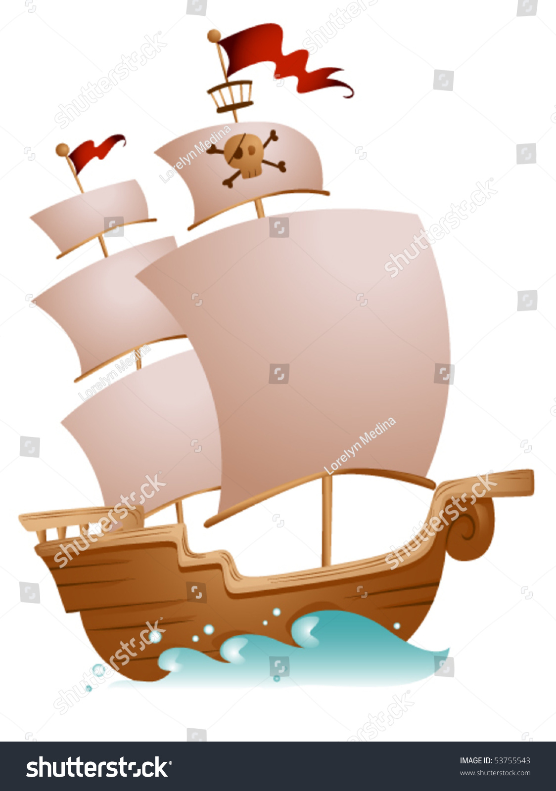 Pirate Ship - Vector - 53755543 : Shutterstock