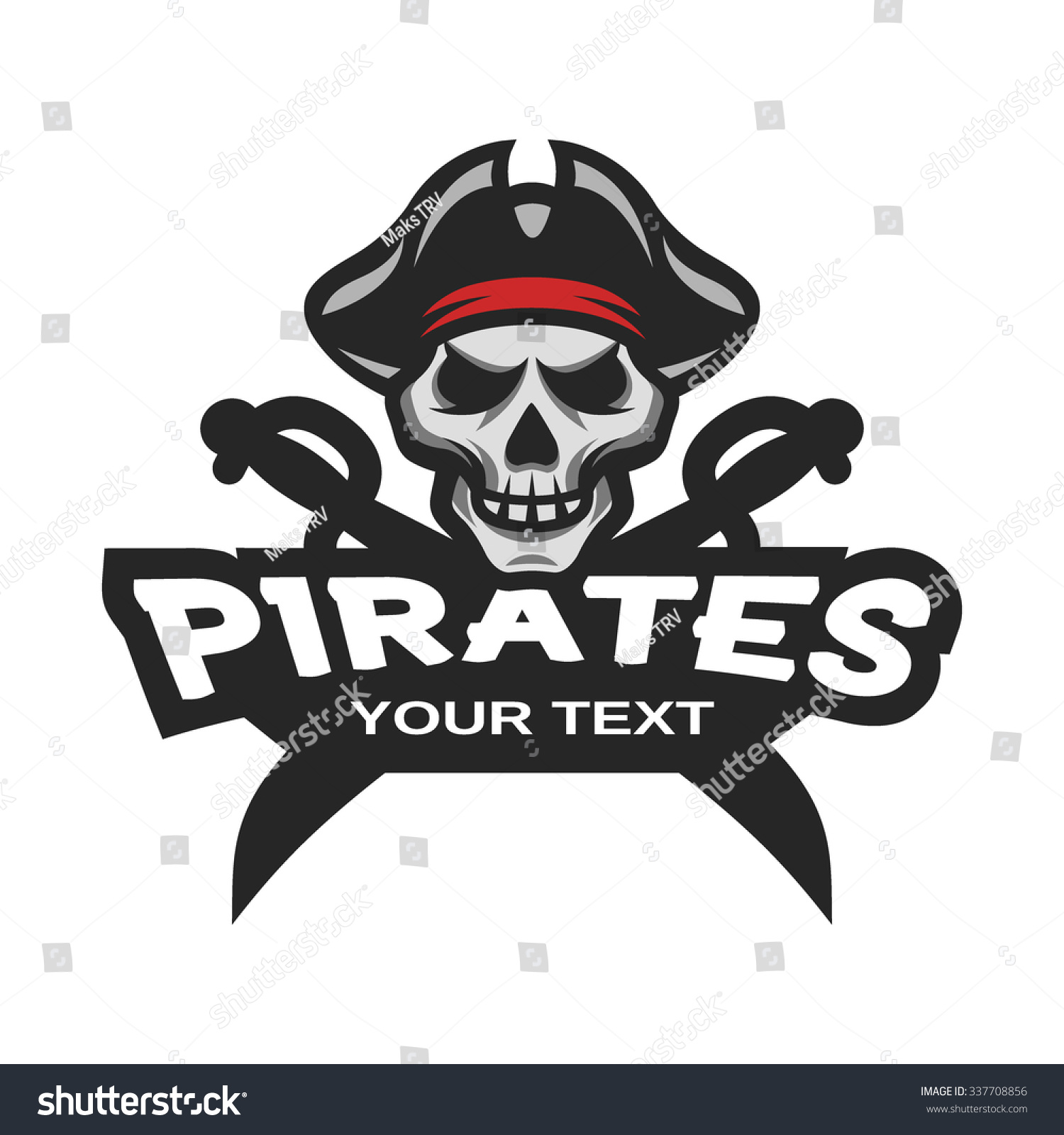 Pirate Skull Crossed Sabers Badge Logo Stock Vector (Royalty Free ...