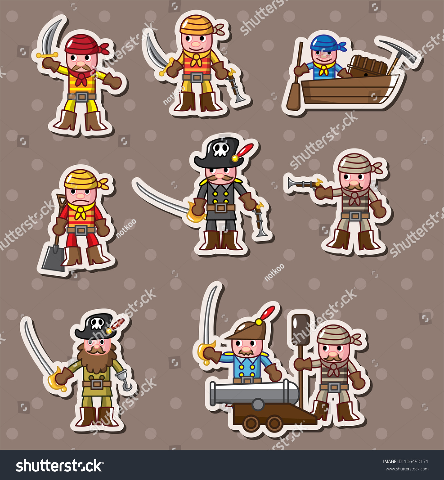 Pirate Stickers Stock Vector Illustration 106490171 Shutterstock
