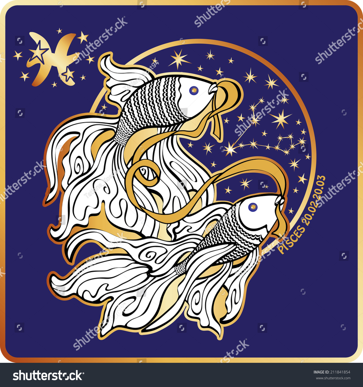 Pisces Zodiac Sign Horoscopepisces Circle Constellation Stock Vector ...