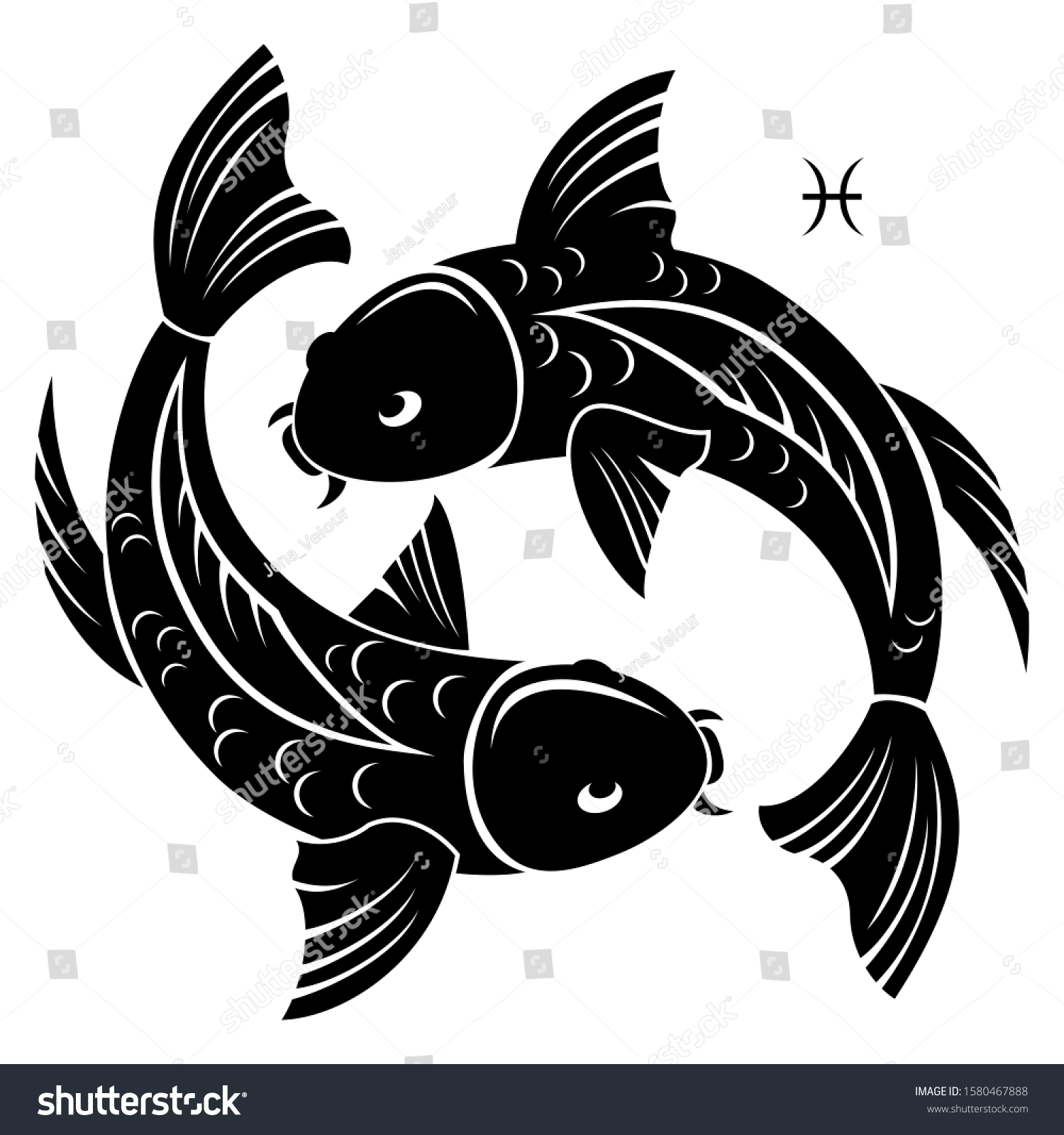 Pisces Zodiac Sign Horoscope Silhouette Two Stock Vector (Royalty Free ...