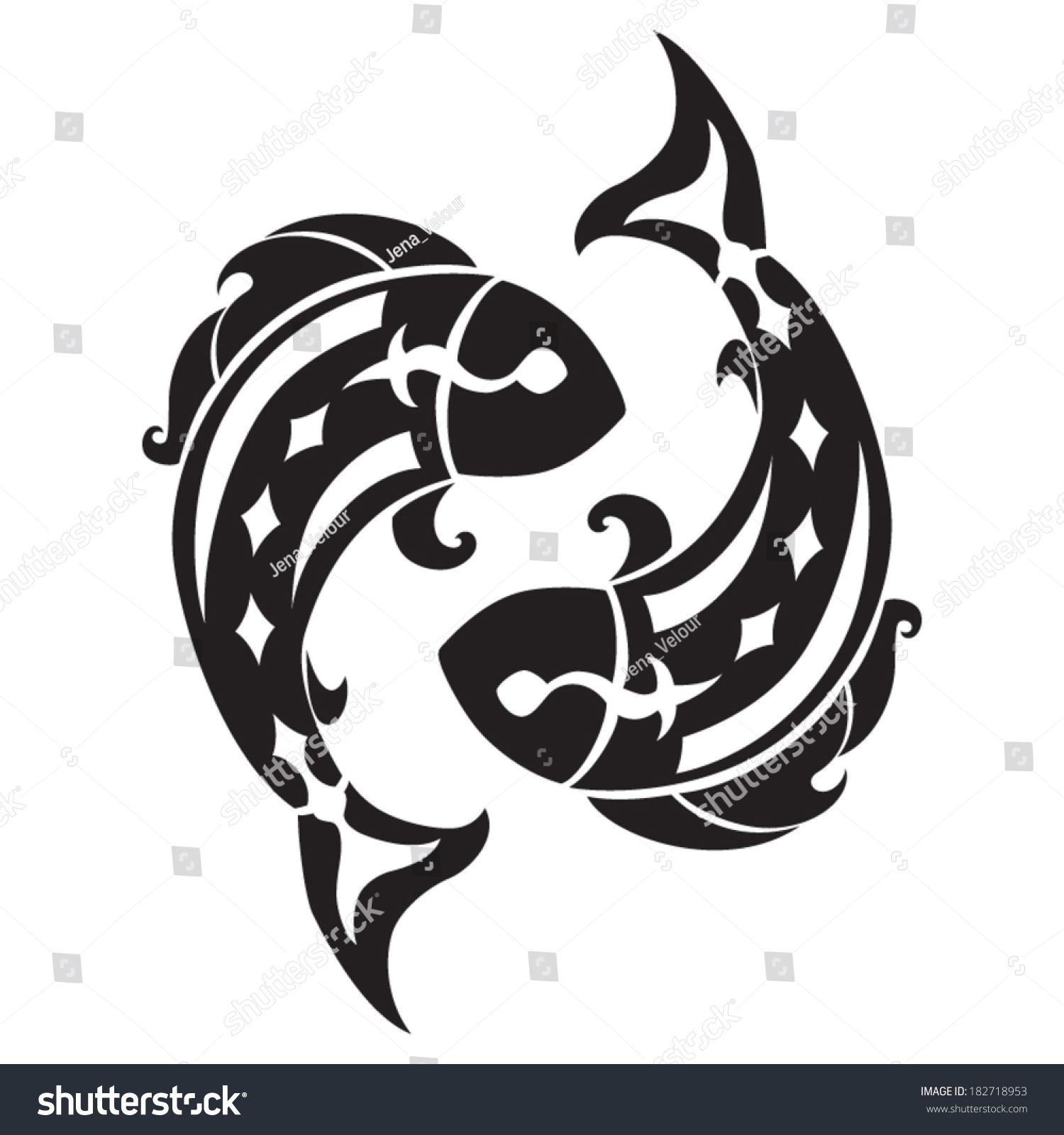 Pisces Zodiac Sign. Isolated On White Background. Vector Illustration ...