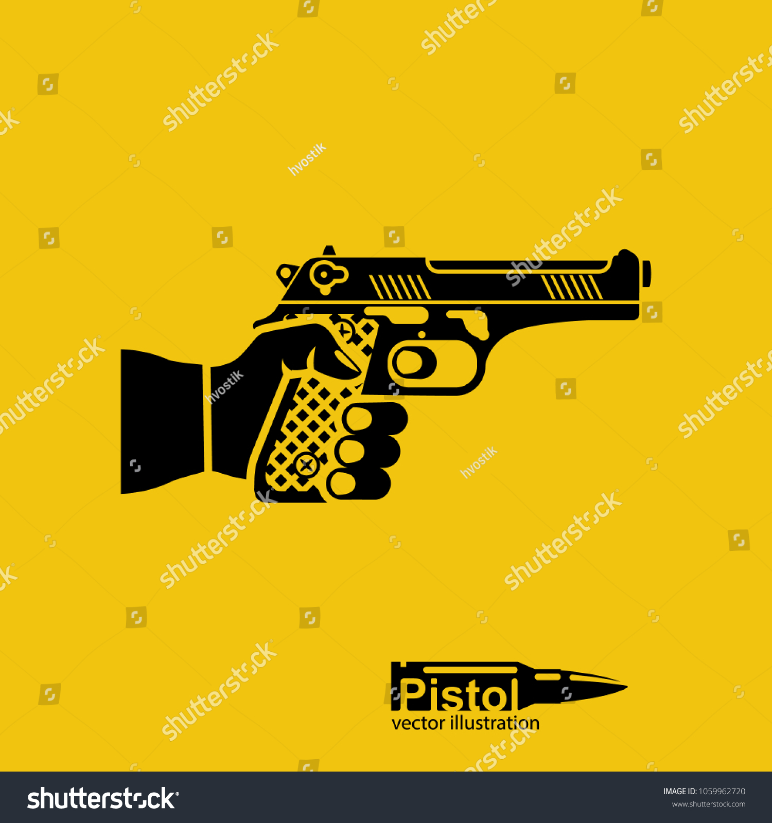 Pistol Silhouettehold Hand Male Gun Pictogram Stock Vector (Royalty ...