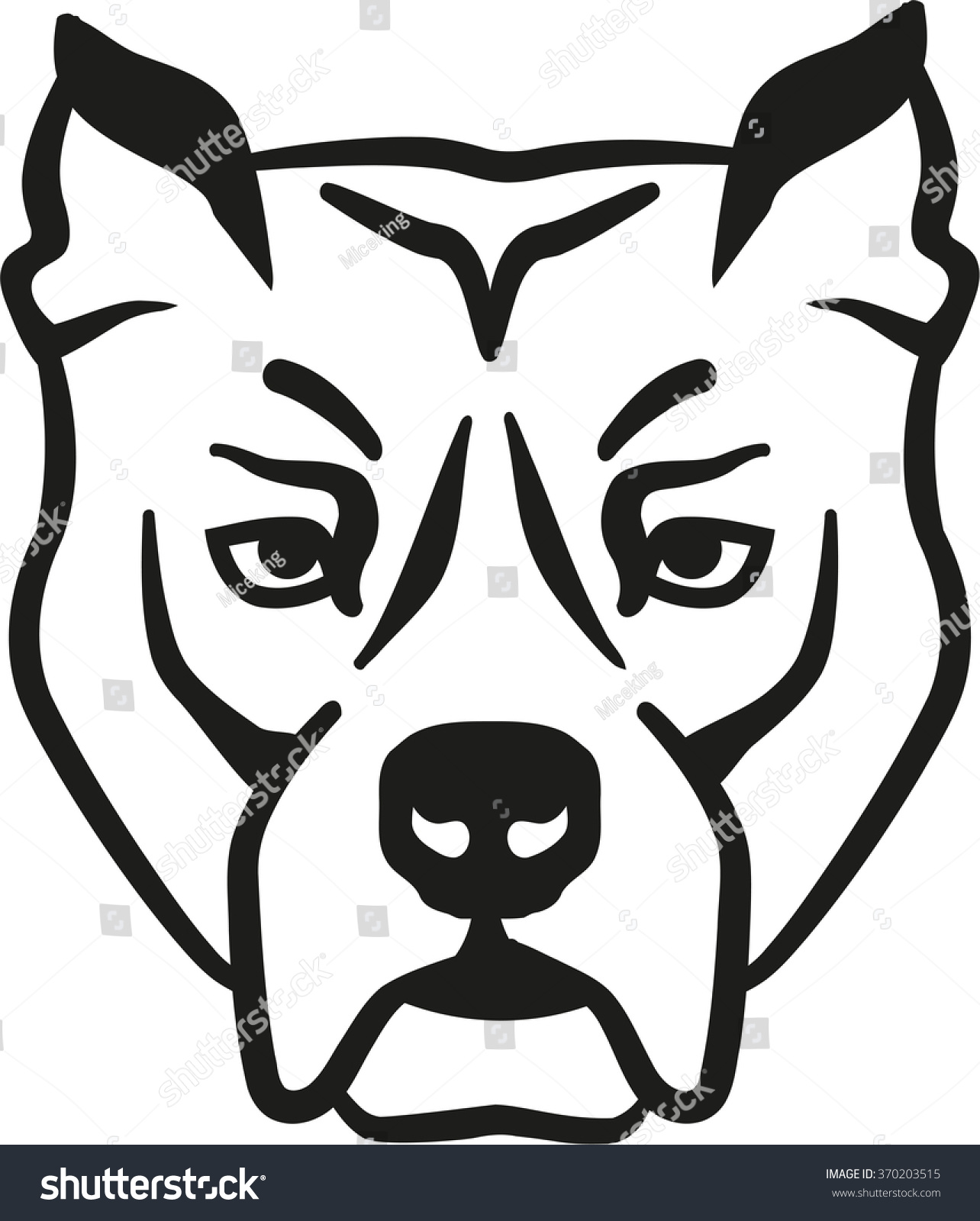 Pit Bull Head Stock Vector 370203515 - Shutterstock