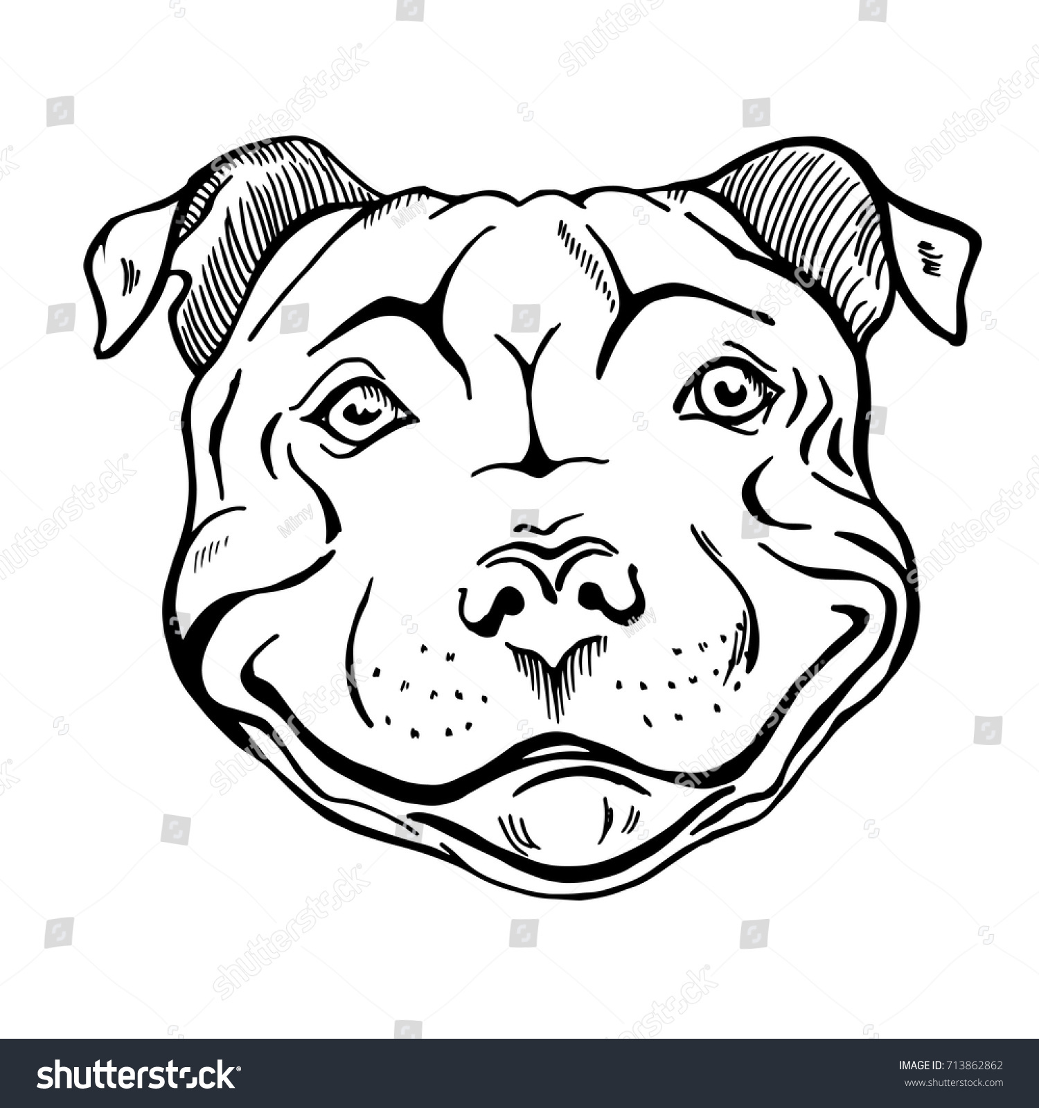 Pit Bull Smiling Dog Face Portrait Stock Vector (Royalty Free ...