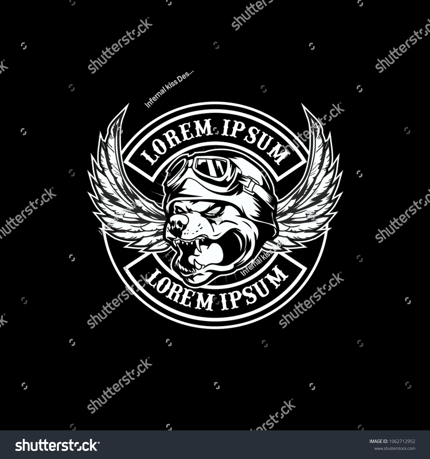 Pitbull Biker Helmet Goggles Motorcycle Black Stock Vector Royalty