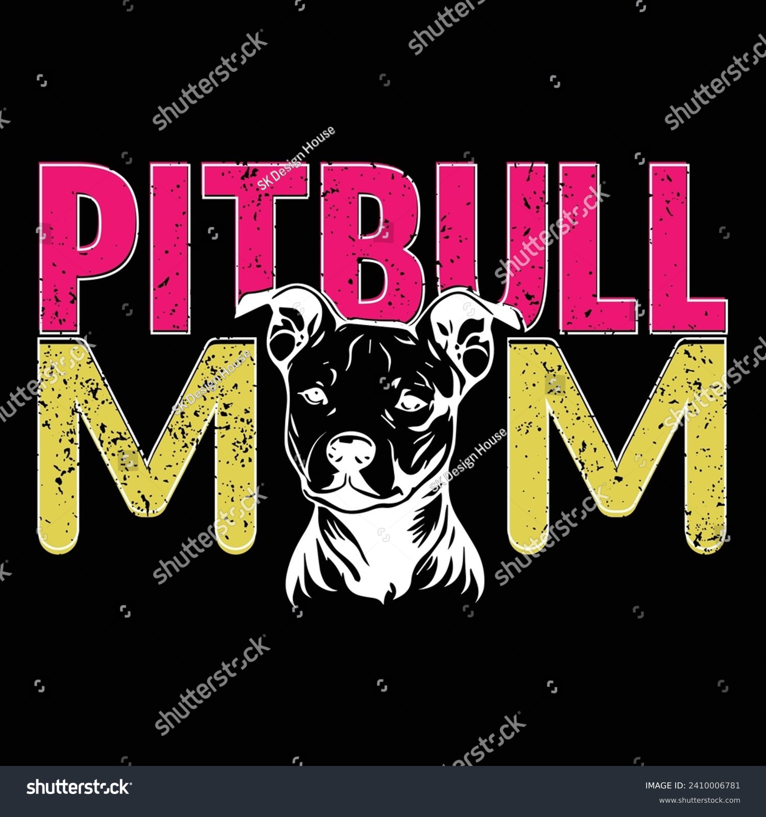 SVG of Pitbull Mom Pit Face Typography T Shirt Design. Vintage, Handmade, Calligraphy, Vector, Illustration Silhouette. svg