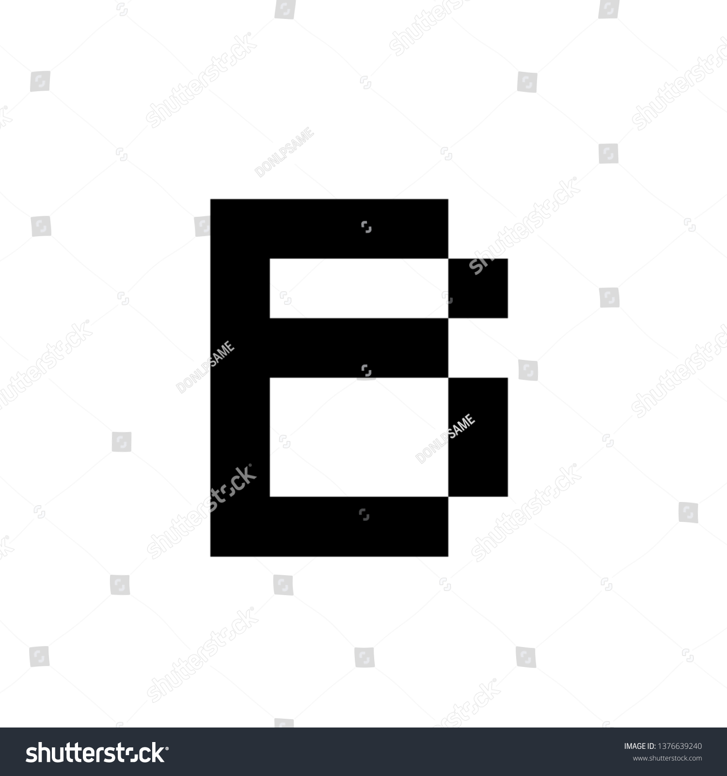 Pixel Art Alphabet B White Black: Vector De Stock (libre De Regalías ...