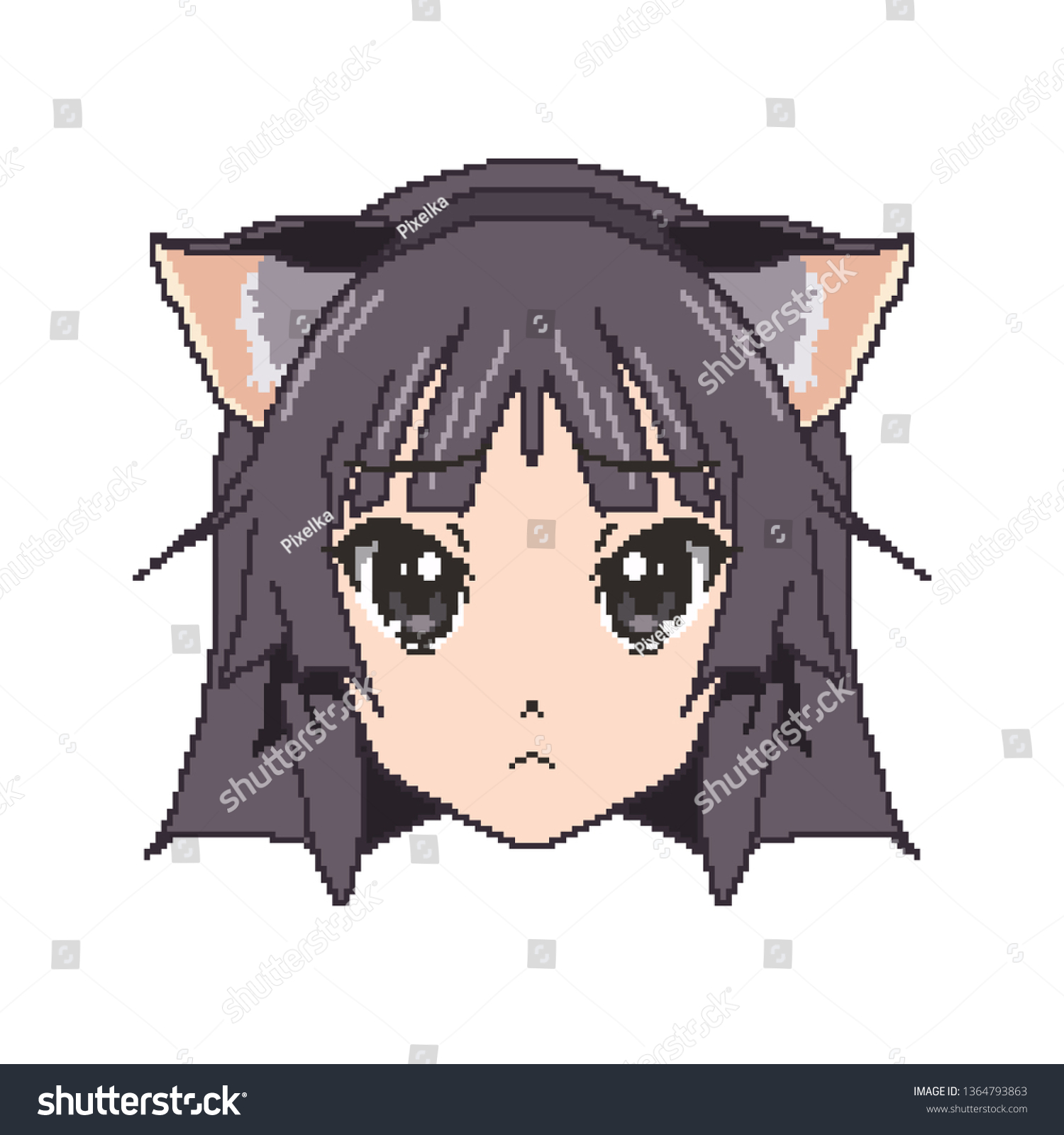 Pixel Art Anime Girl Face Boy Stock Vector Royalty Free 1364793863