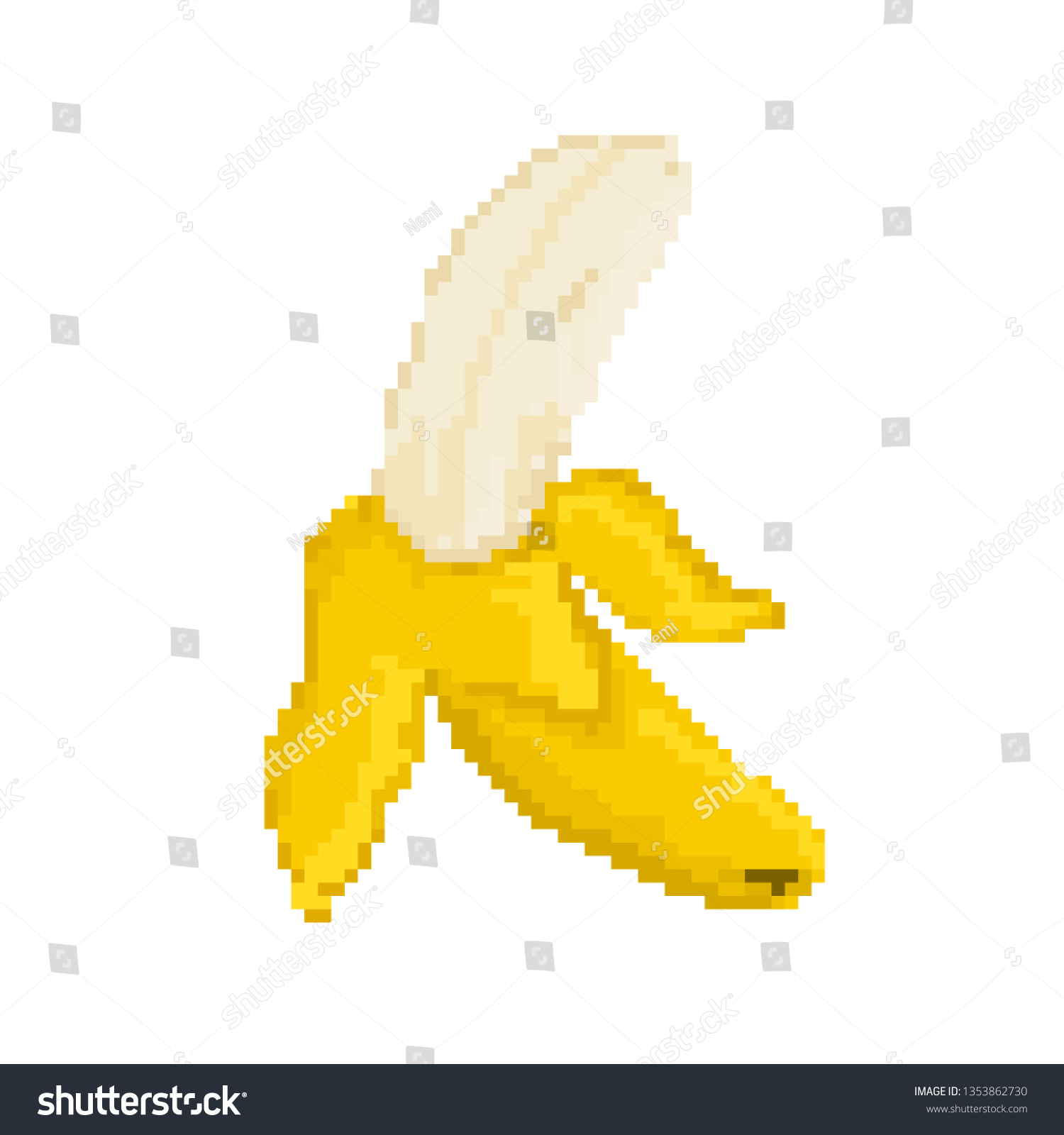 Pixel Art Banana Fruit Isolated On Stock Vector (Royalty Free) 1353862730