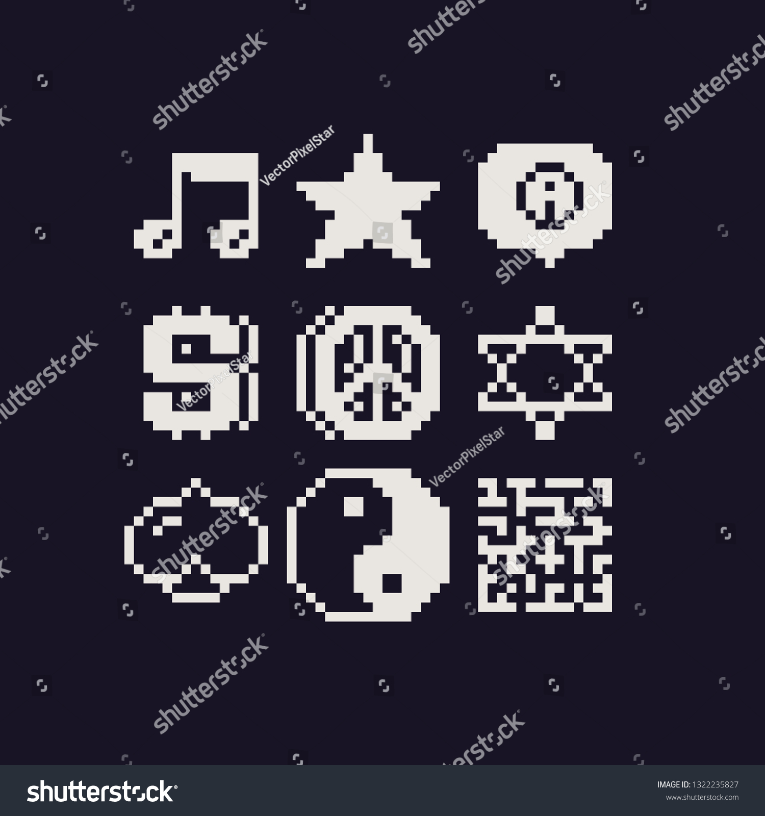 Pixel Art 1bit Abstract Icons Set Stock Vector Royalty Free 1322235827 Shutterstock 0010