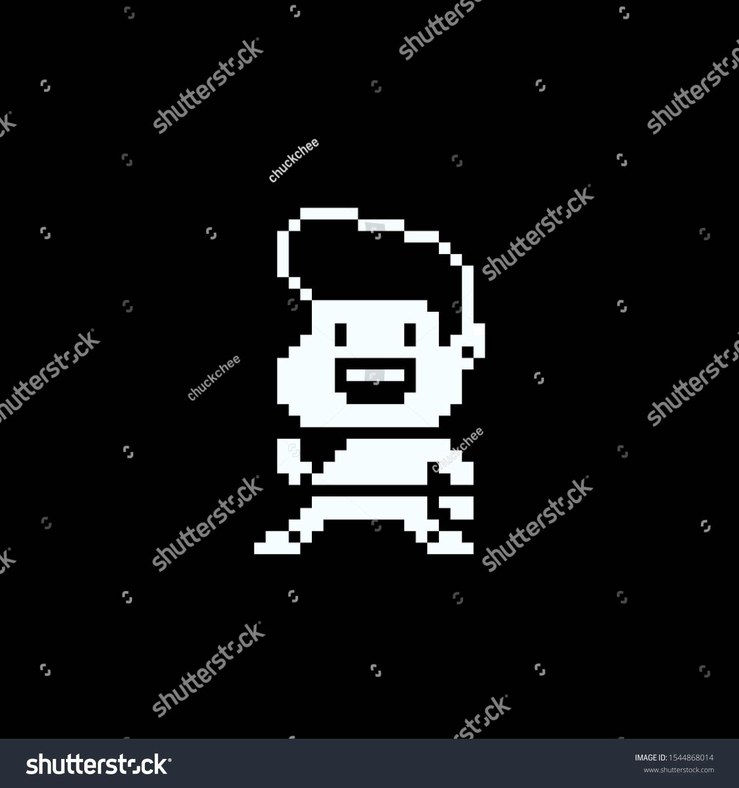 Pixel Art 1bit Cheerful Male Character Stock Vector Royalty Free 1544868014 Shutterstock 1684