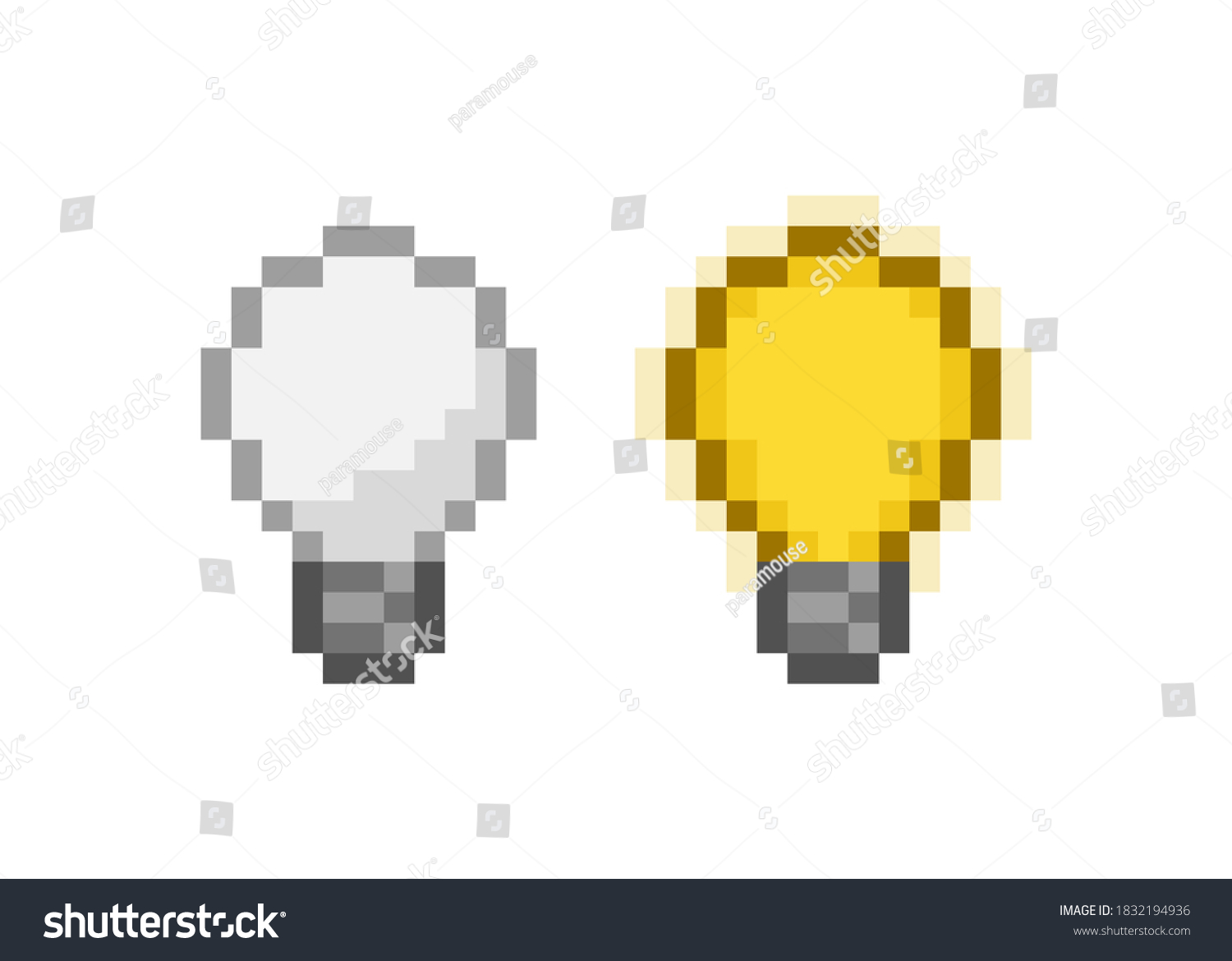 Pixel Art 8bit Light Bulbs Set Stock Vector (Royalty Free) 1832194936 ...