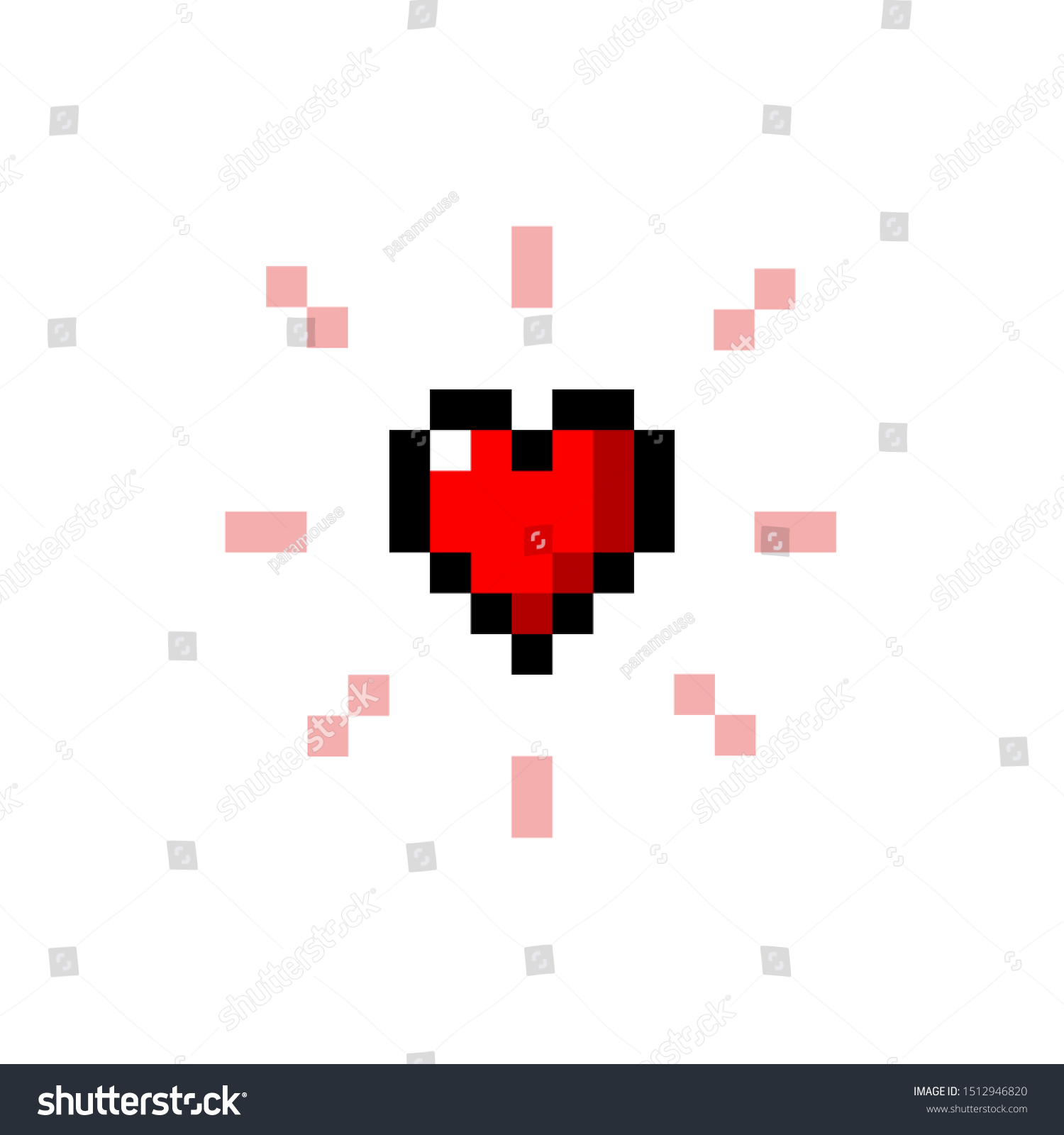 Pixel Art 8bit Red Heart Icon Stock Vector Royalty Free 1512946820 Shutterstock 5180