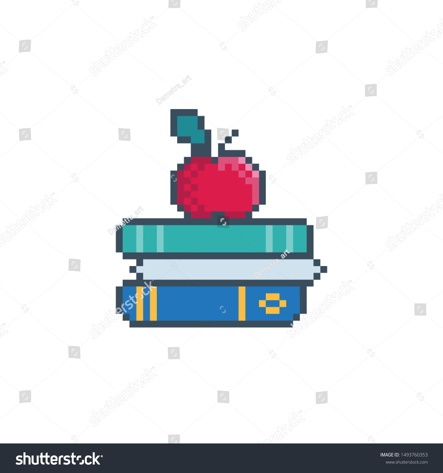 Pixel Art Books Apple Icon Vector Stock Vector Royalty Free