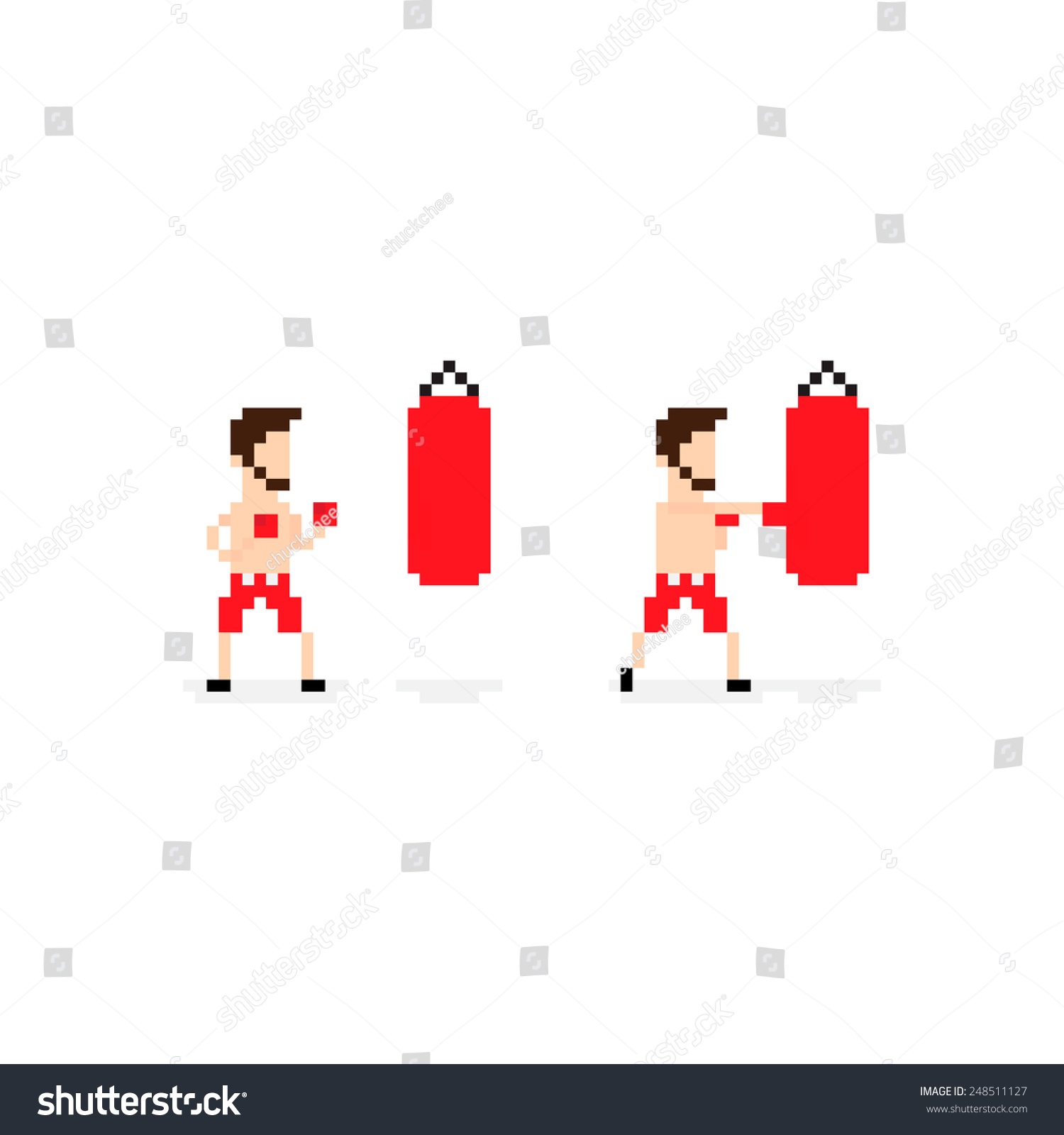 Pixel Art Boxer Fighter Stance Hitting Stock Vector (Royalty Free