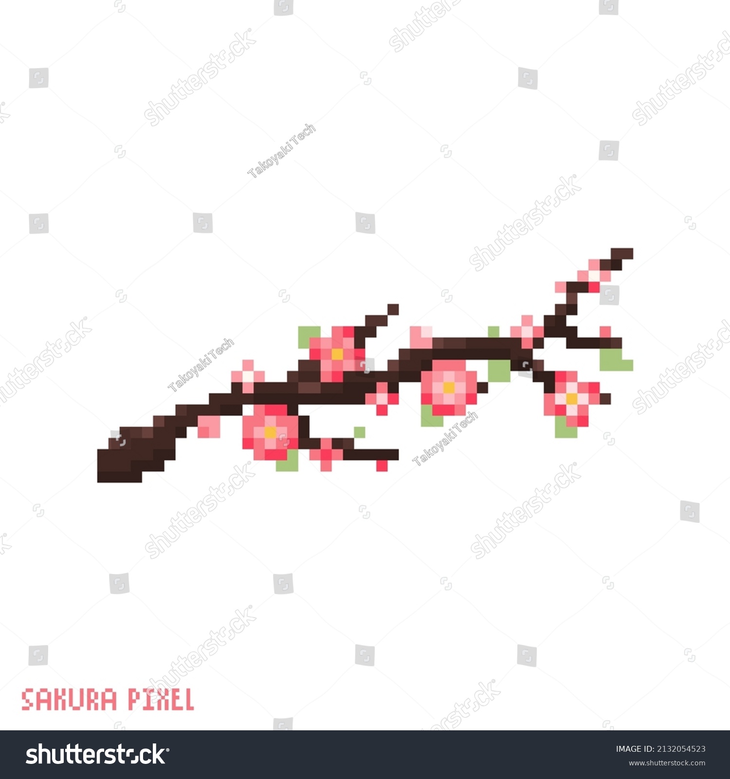 Pixel Art Branch Sakura Icon Vector Stock Vector (Royalty Free ...