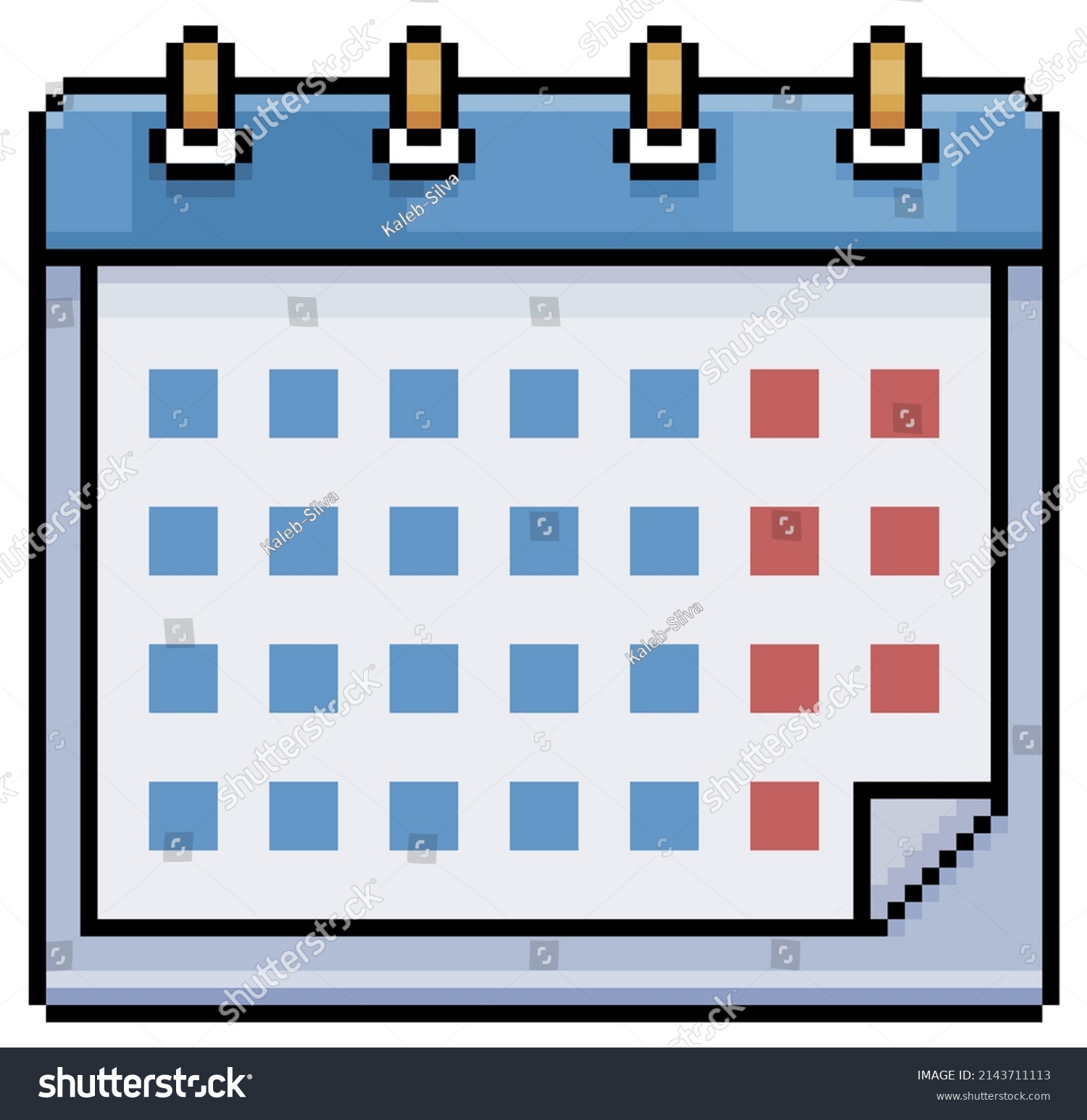 Pixel Art Calendar Vector Icon 8bit Stock Vector (Royalty Free