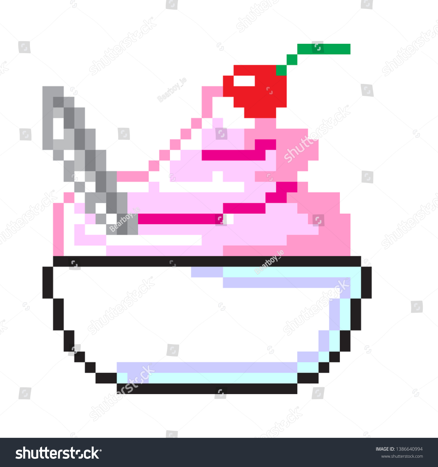 Pixel Art Cup Ice Cream Stock Vector (Royalty Free) 1386640994 ...