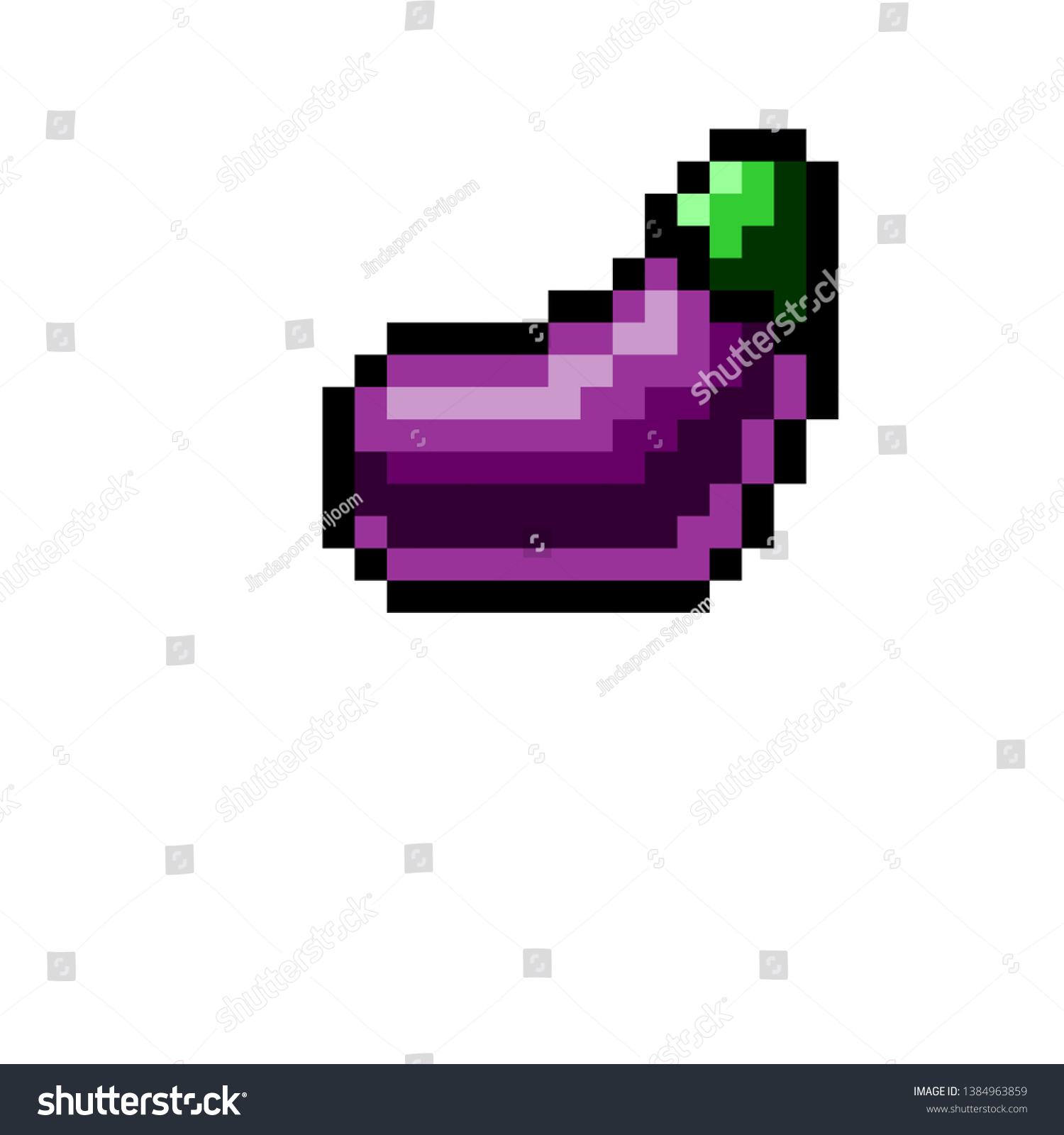 Pixel Art Eggplant Version Cartoon Stock Vector (Royalty Free) 1384963859