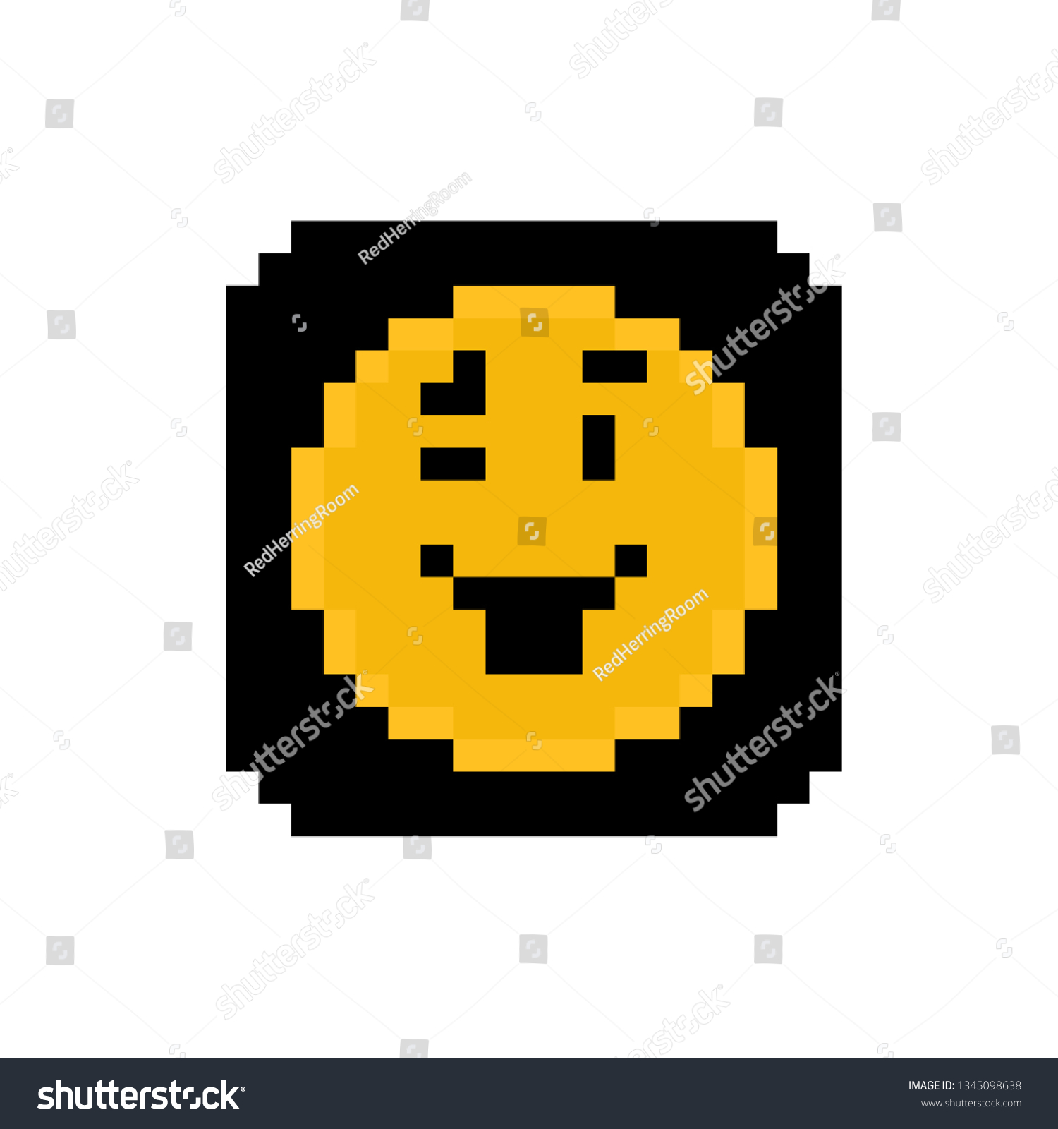 Vektor Stok Pixel Art Emoji Black Yellow Tanpa Royalti 1345098638 Shutterstock 3472