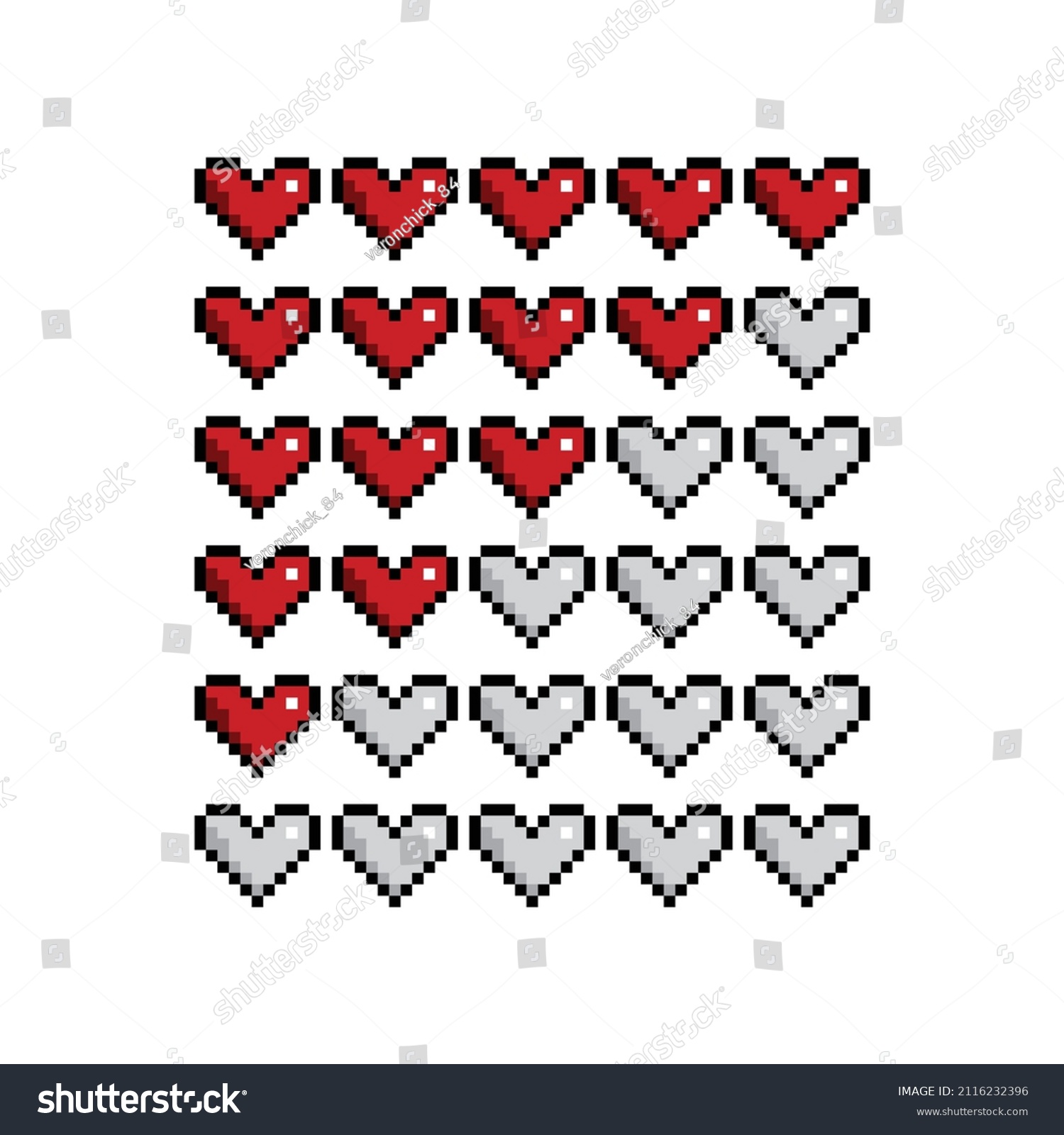 Pixel Art Feedback Heart Rate Vector Stock Vector (Royalty Free) 2116232396