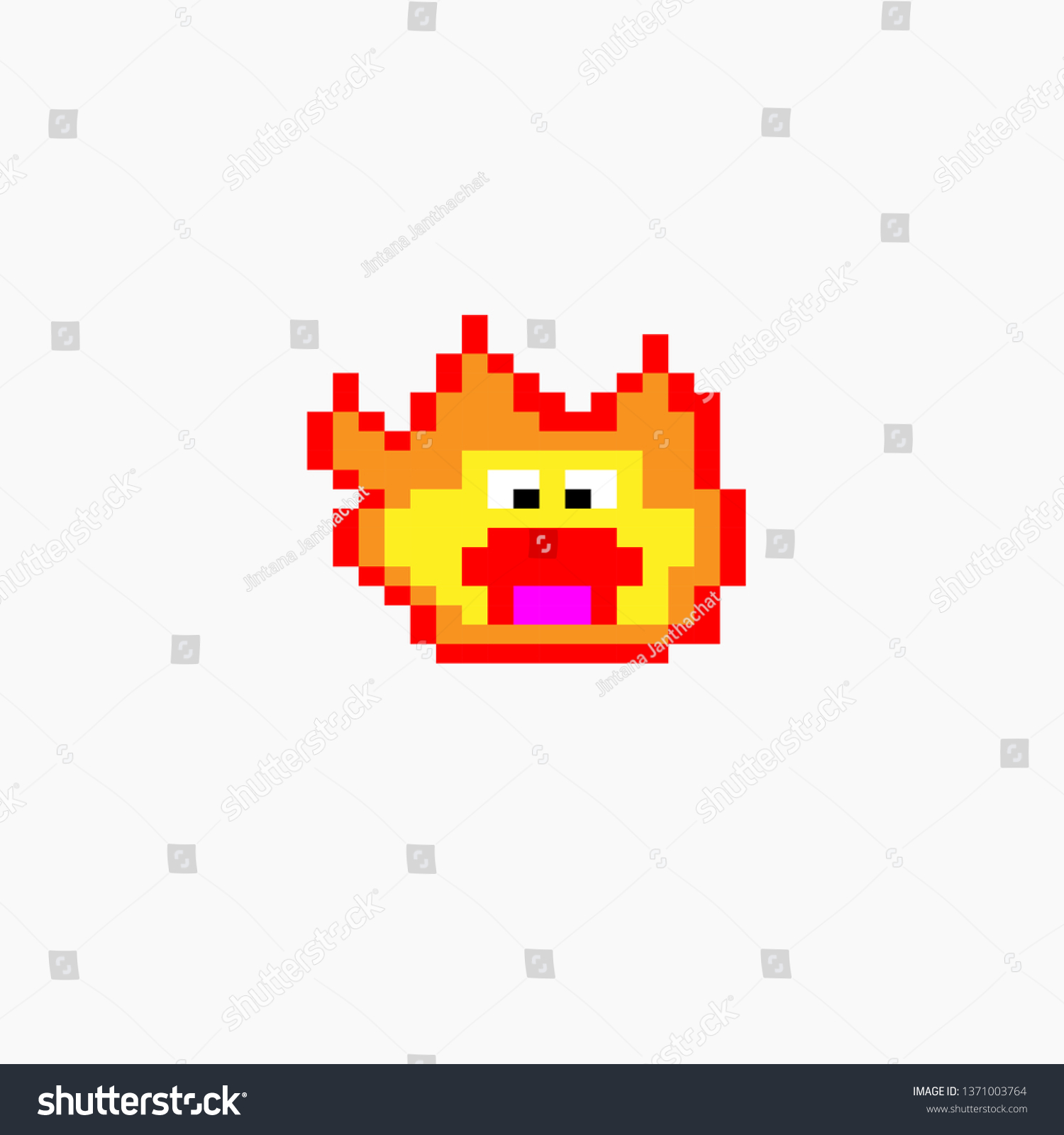 Pixel Art Fire Stock Vector (Royalty Free) 1371003764
