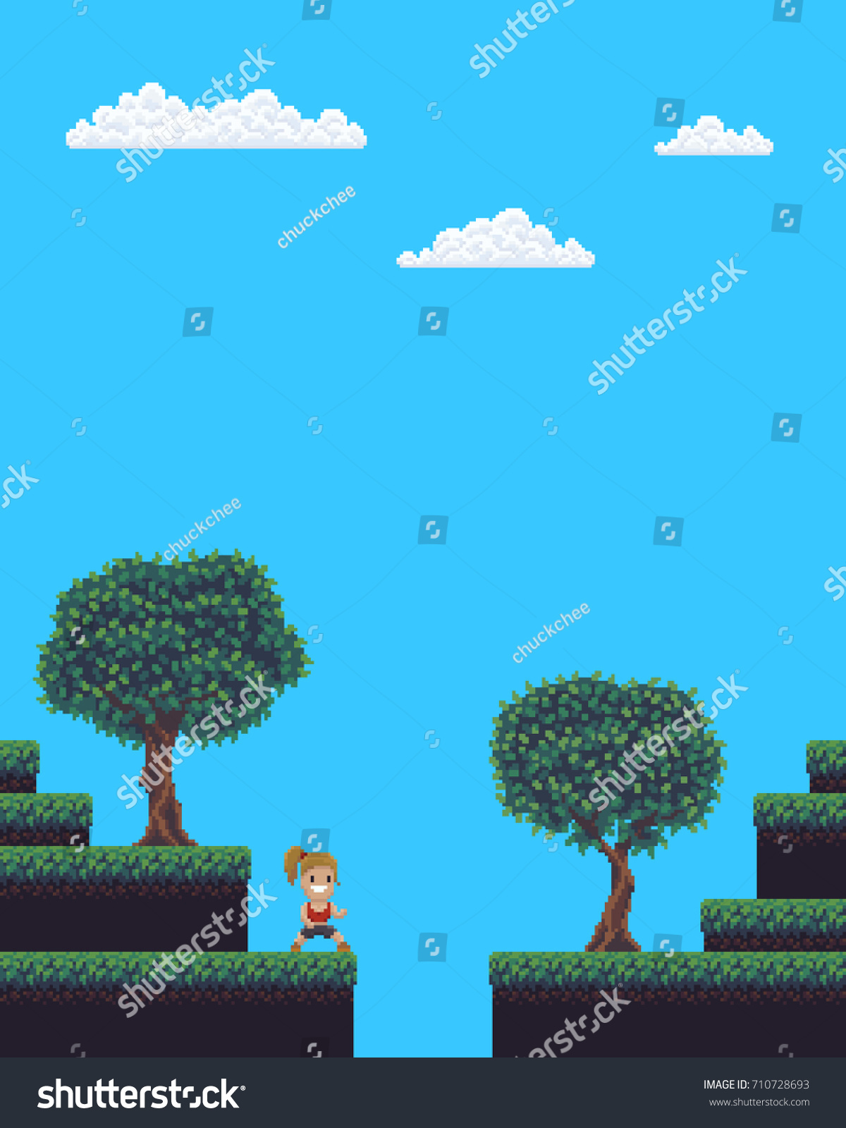 Vektor Stok Pixel Art Game Background Girl Character Tanpa Royalti 710728693 Shutterstock 4511