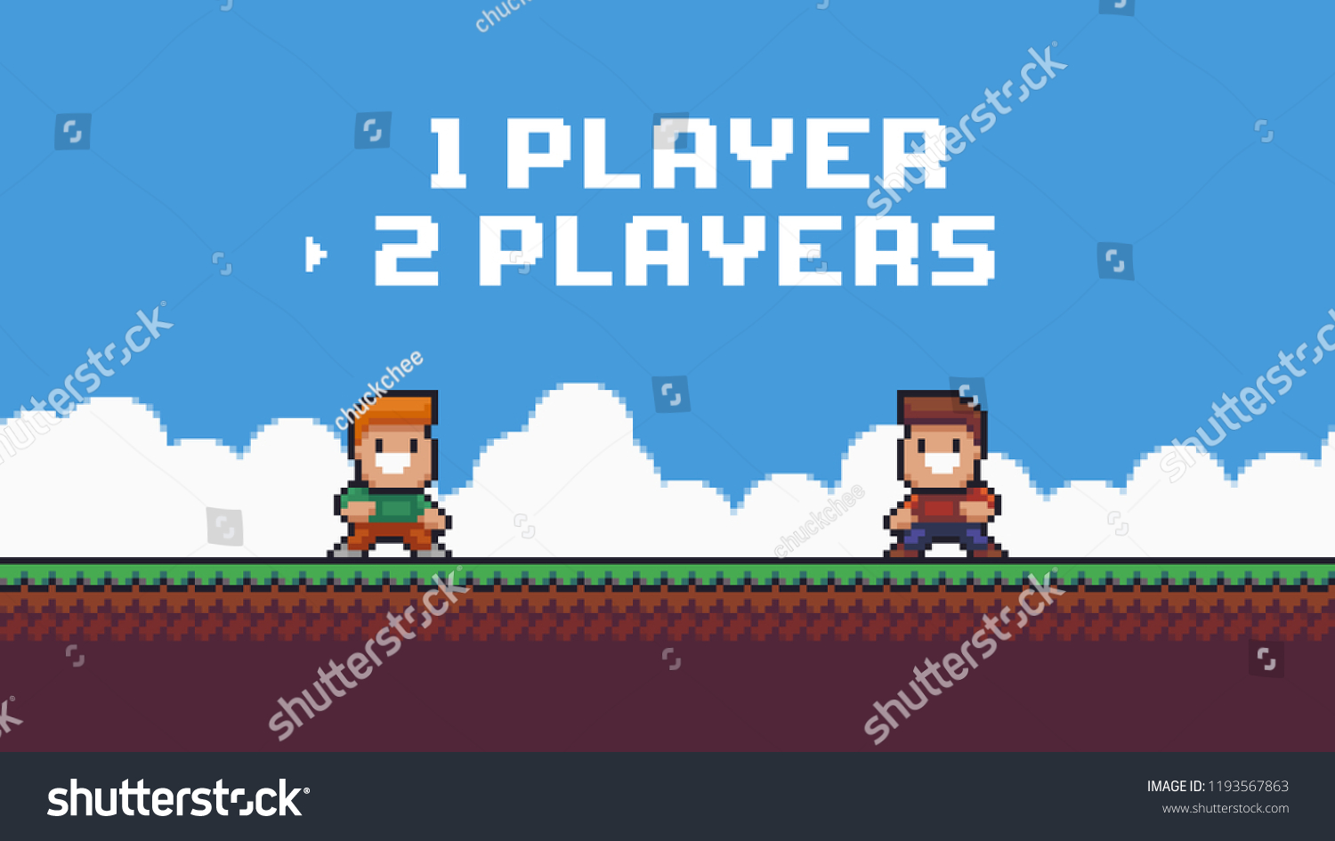 Pixel Art Game Background Start Screen Stock Vector Royalty Free