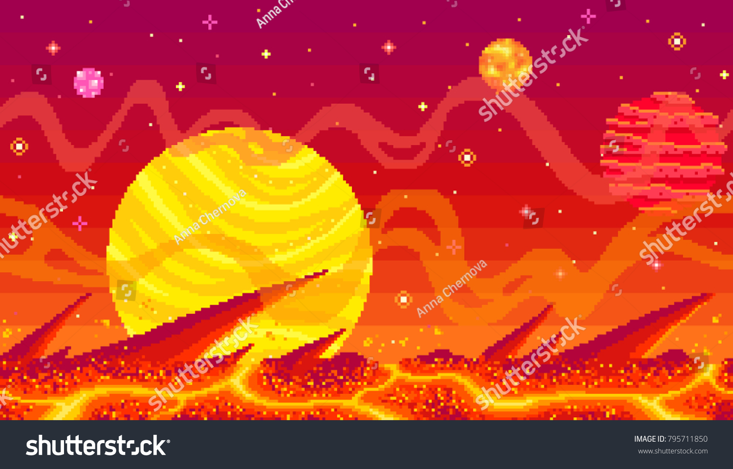 Pixel Art Game Location Cosmic Areasomeone Stock Vector (Royalty Free ...