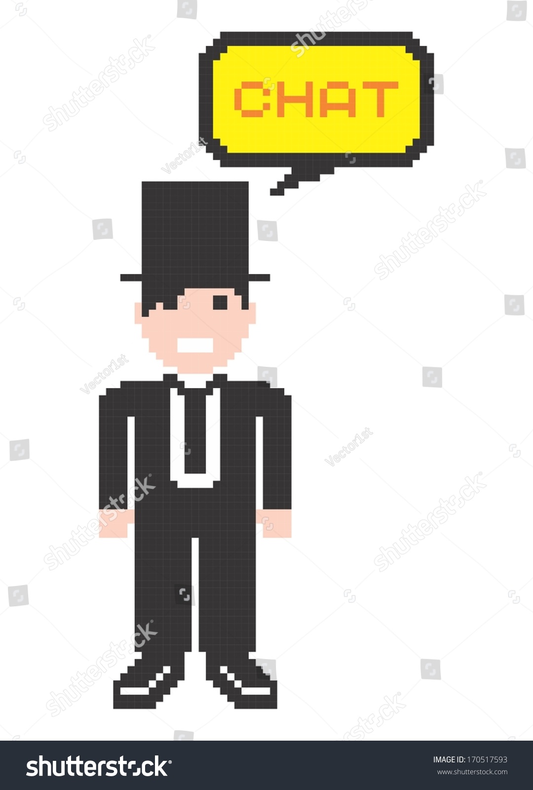 Pixel Art Gentleman Chat Caption Stock Vector Royalty Free