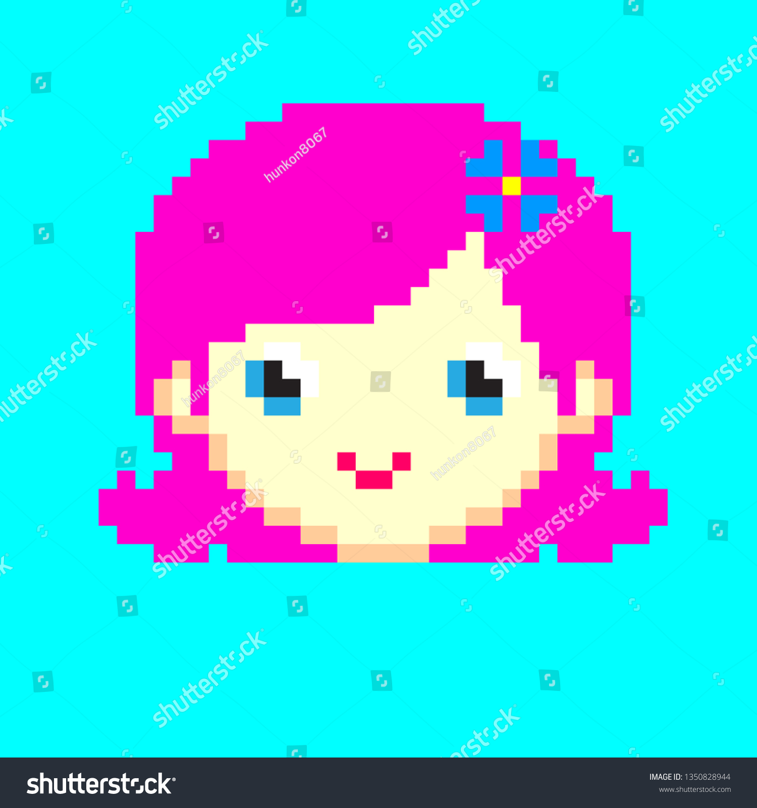 Vektor Stok Pixel Art Girl Tanpa Royalti 1350828944 Shutterstock 2938