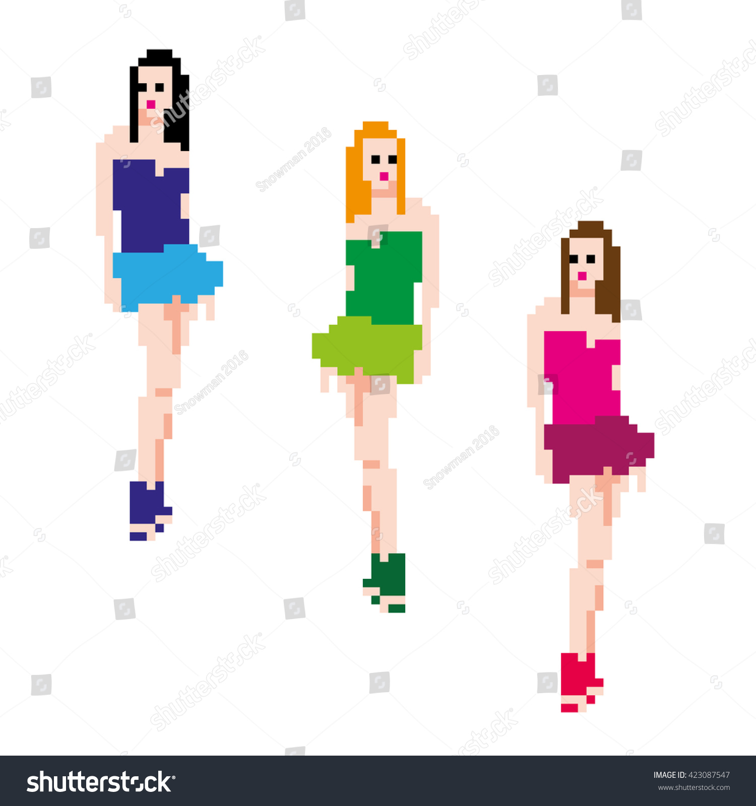 Pixel Art Girl เวกเตอร์สต็อก ปลอดค่าลิขสิทธิ์ 423087547 Shutterstock