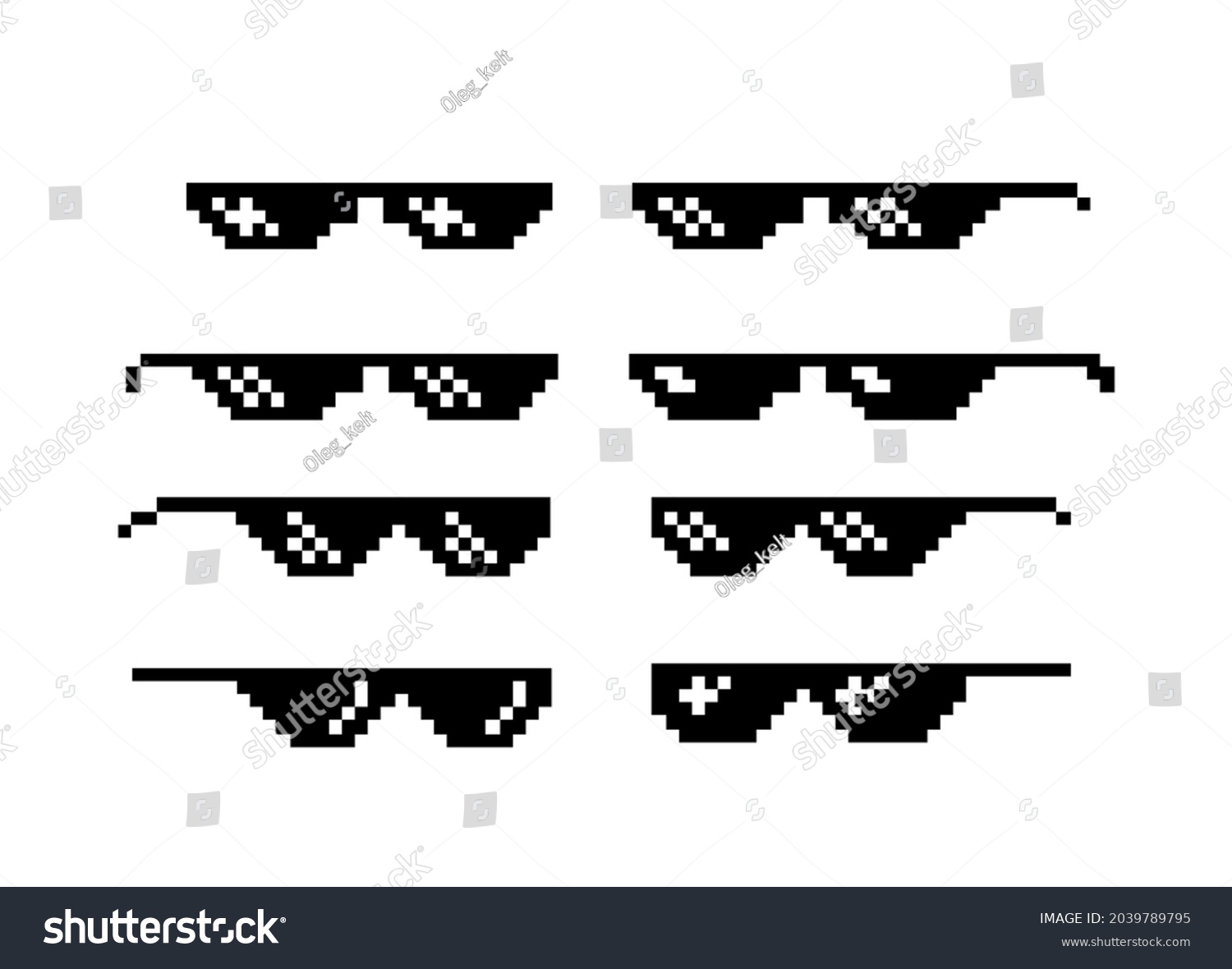 Vektor Stok Pixel Art Glasses Thug Life Meme Tanpa Royalti 2039789795 Shutterstock