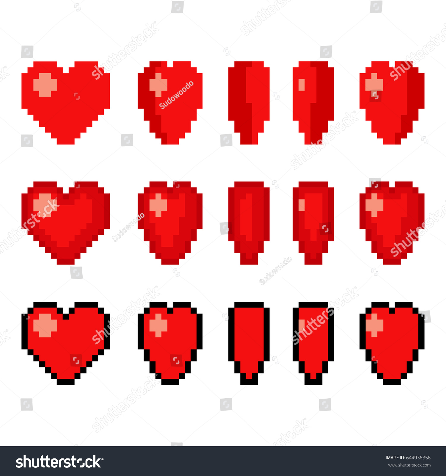 Pixel Art Heart Animation Set 5 Stock Vector (Royalty Free) 644936356 ...