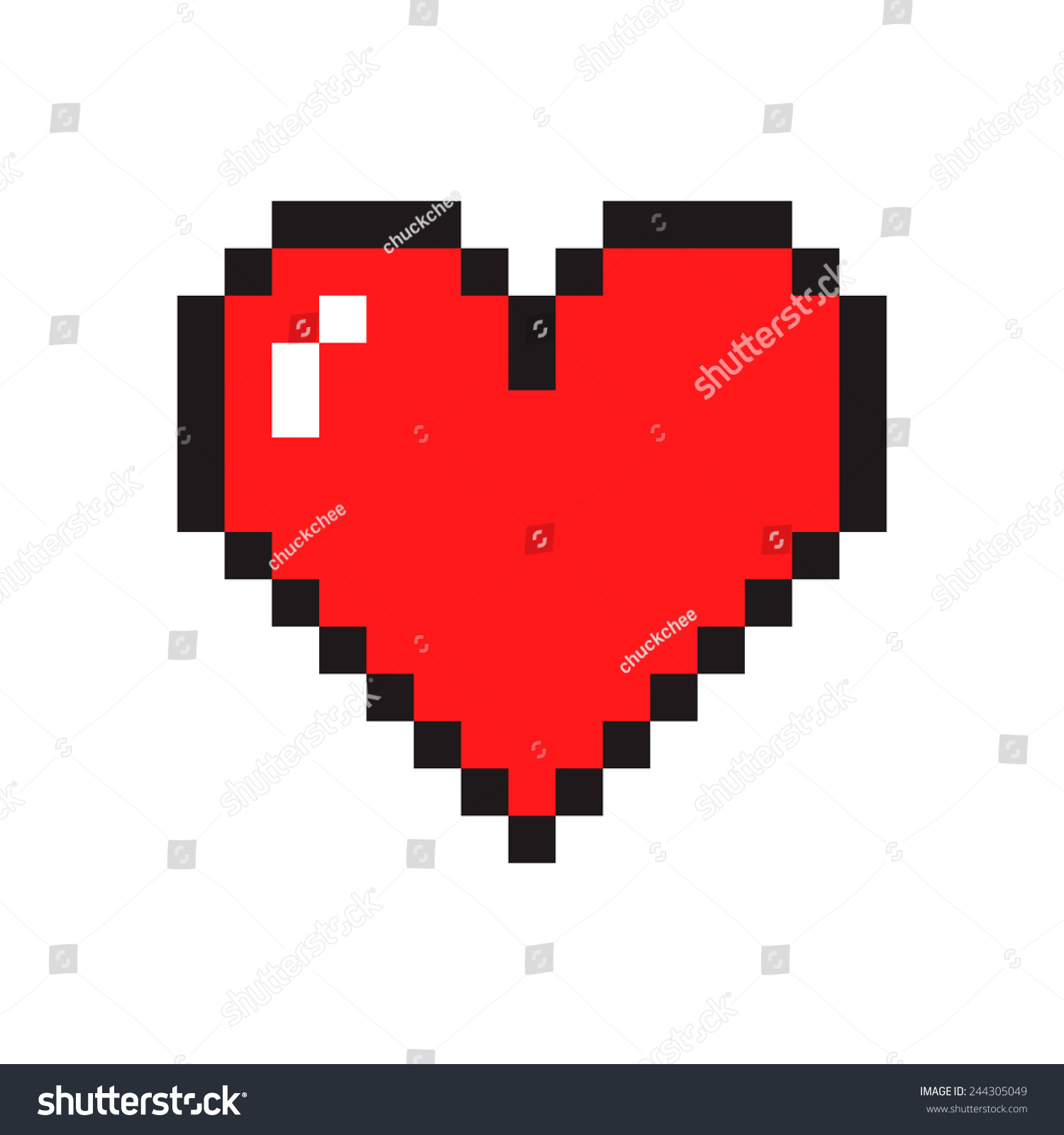 Pixel Art Heart Isolated On White Background Stock Vector Illustration ...