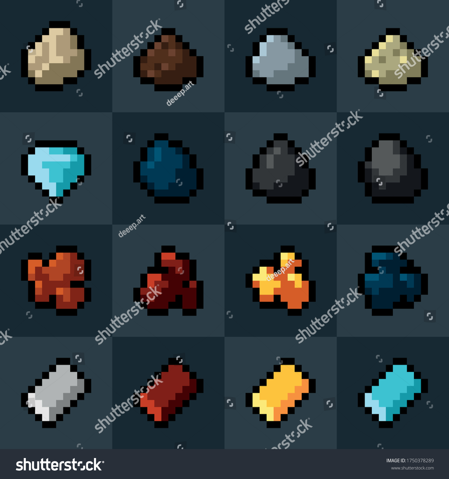 Pixel Art Icon Set Mine Resources 库存矢量图（免版税）1750378289 | Shutterstock