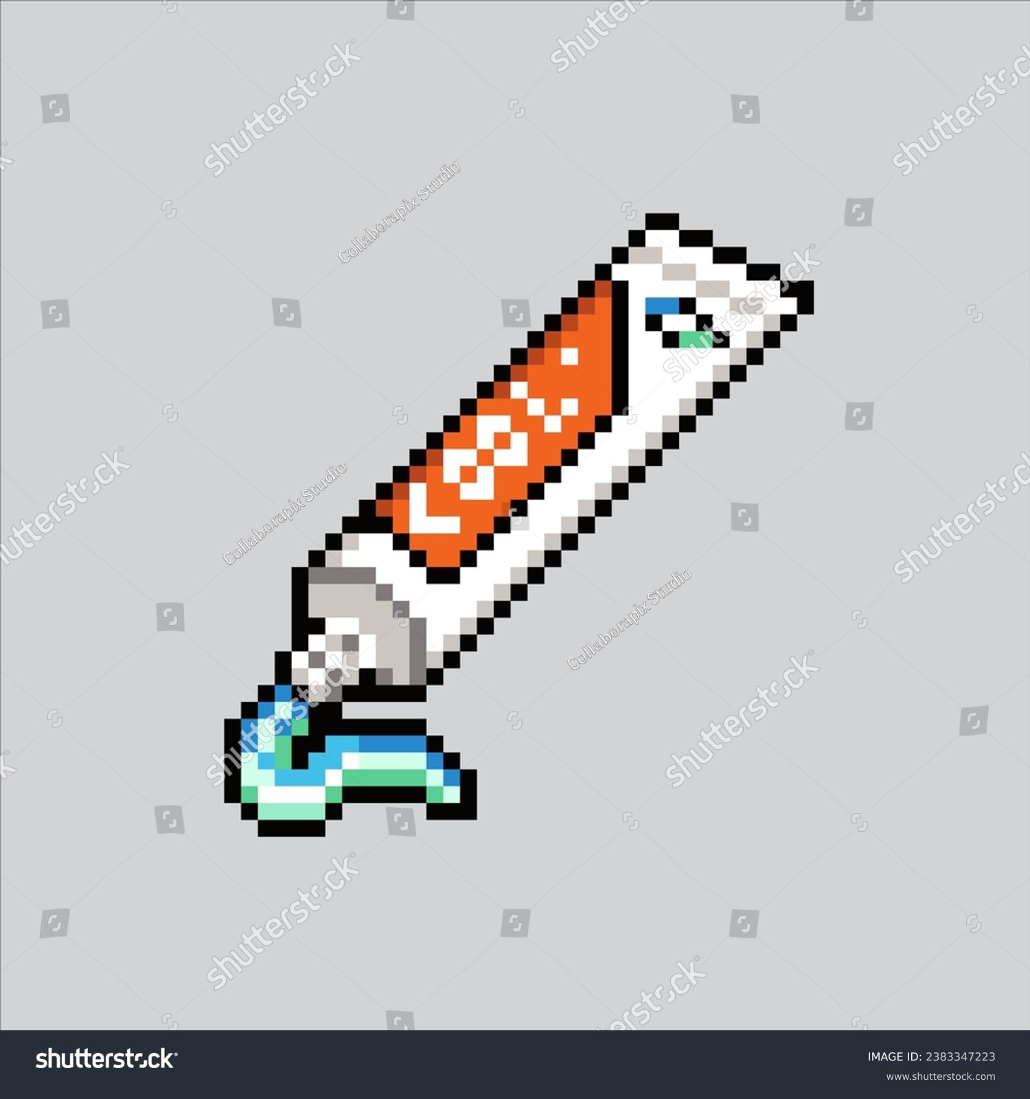 pixelated toothpaste tube squeezing out clip art preview