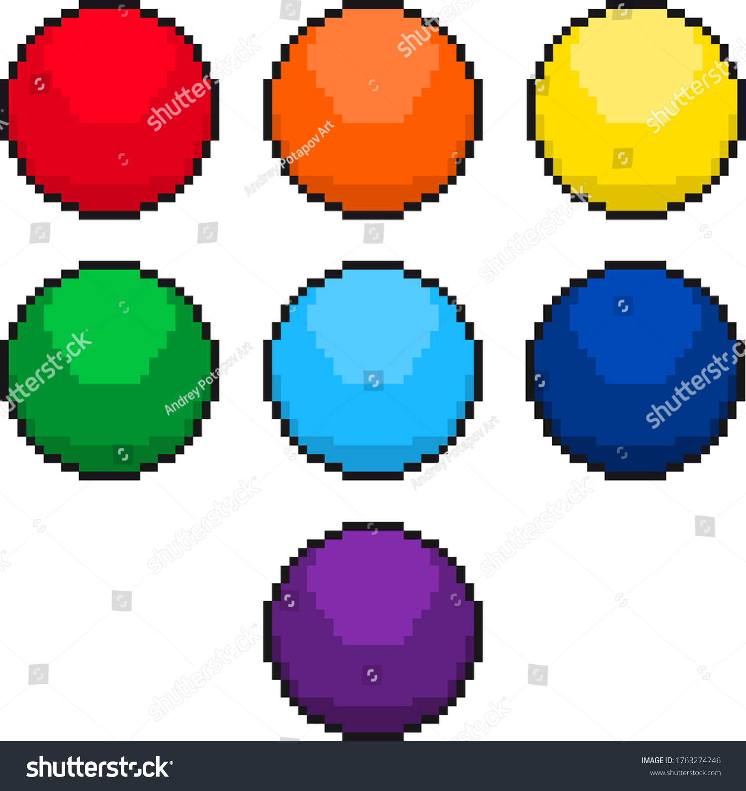 Pixel Art Interface Multicolor Buttons Set Stock Vector (Royalty Free ...