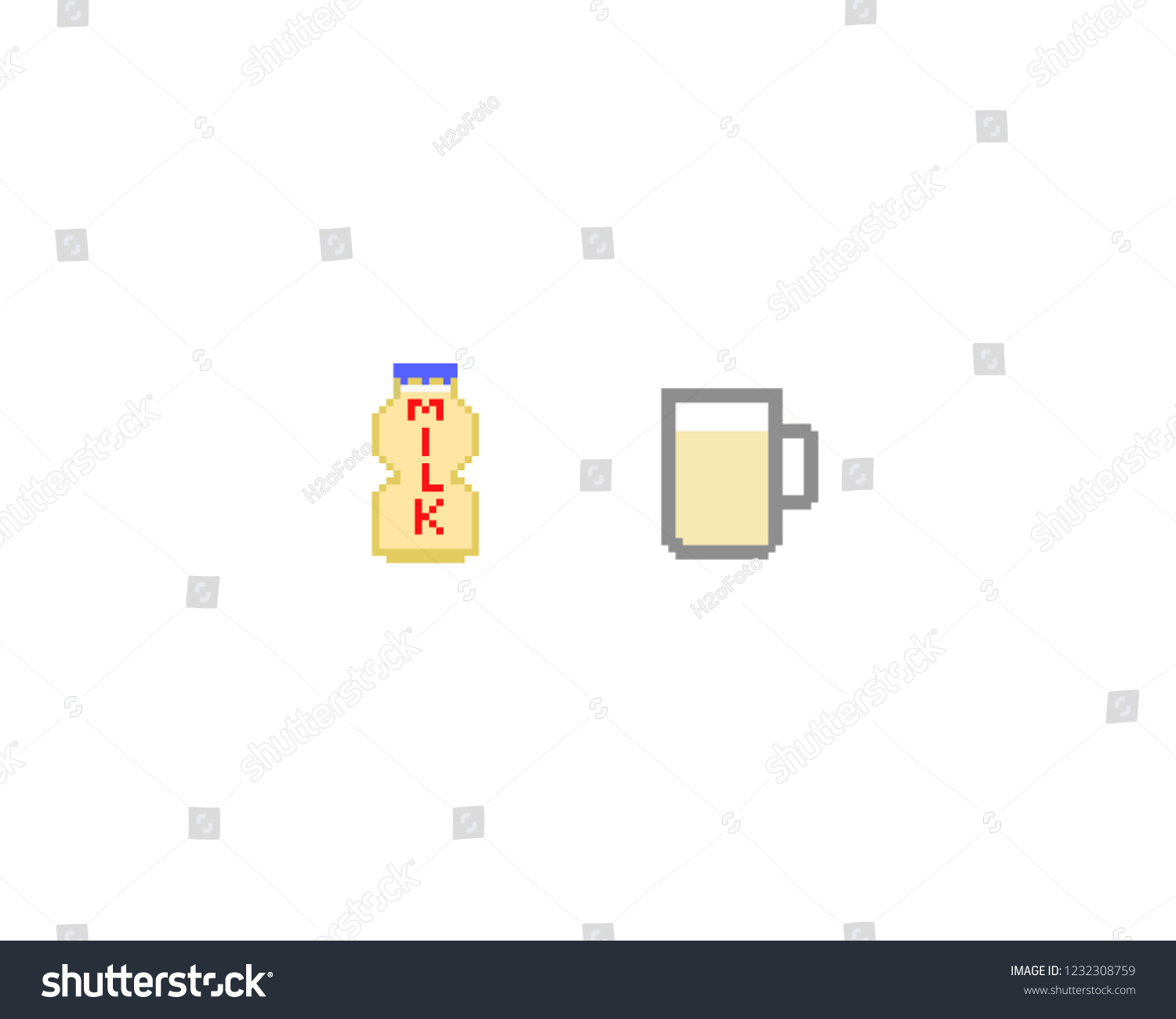 Pixel Art Milk Stock Vector Royalty Free 1232308759 Shutterstock 9362