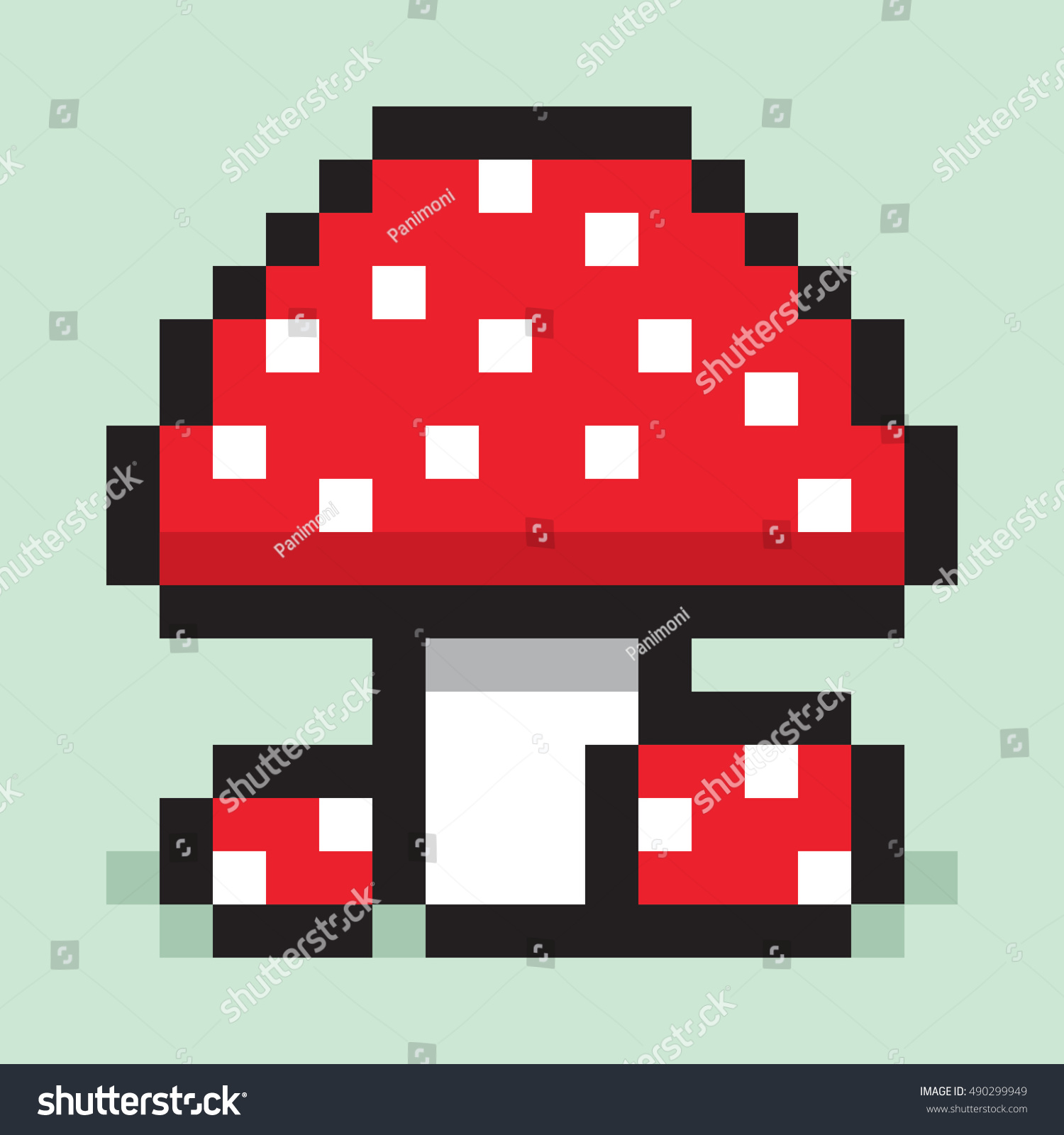 Pixel Art Minimalist Mushroom Big Small: vector de stock (libre de