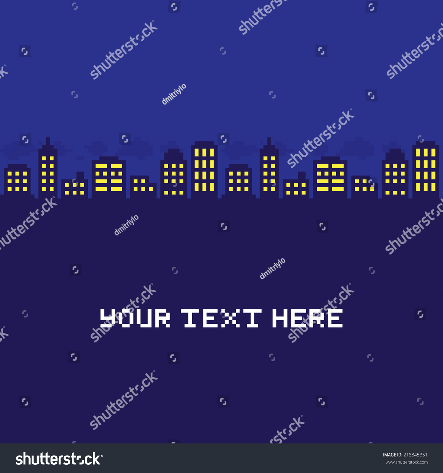 Pixel Art Night City Card Stock Vector (Royalty Free) 218845351