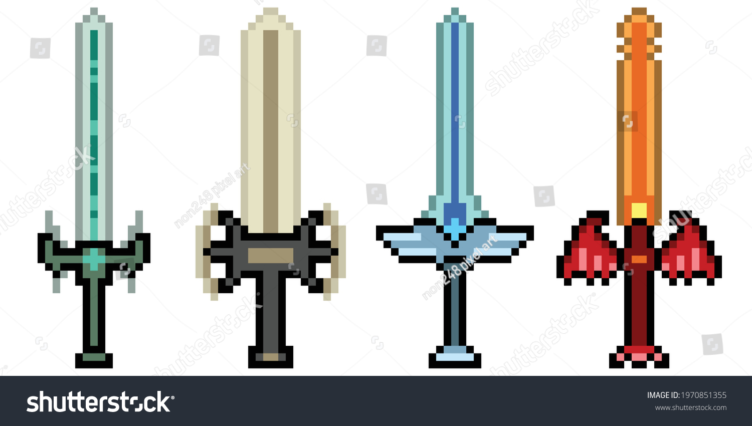 Pixel Art Fantasy Sword Weapon Stock Vector (Royalty Free) 1970851355 ...