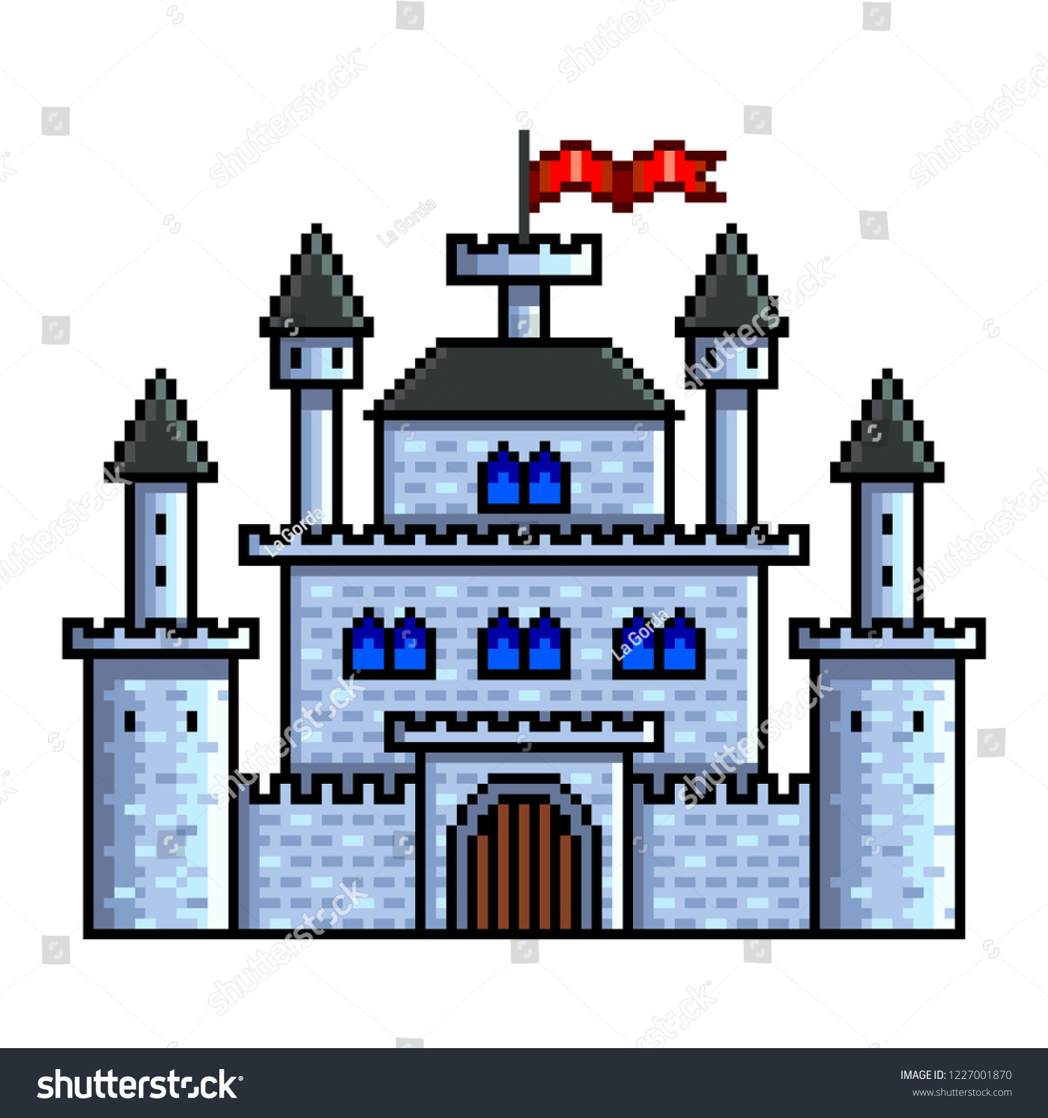 Pixel Art Old Castle Detailed Isolated: Vetor Stock (livre De Direitos ...