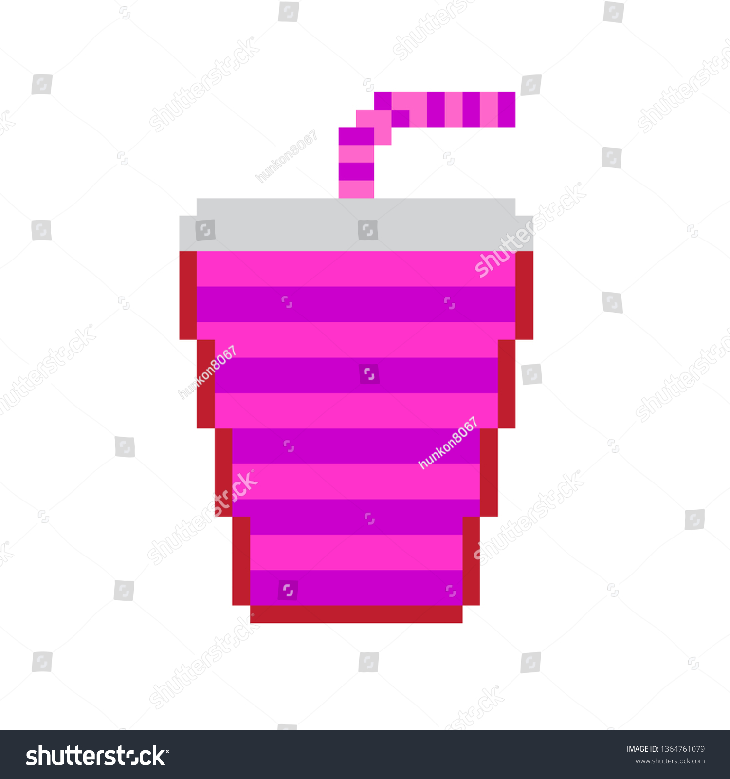 Pixel Art Pink Glass Stock Vector (Royalty Free) 1364761079