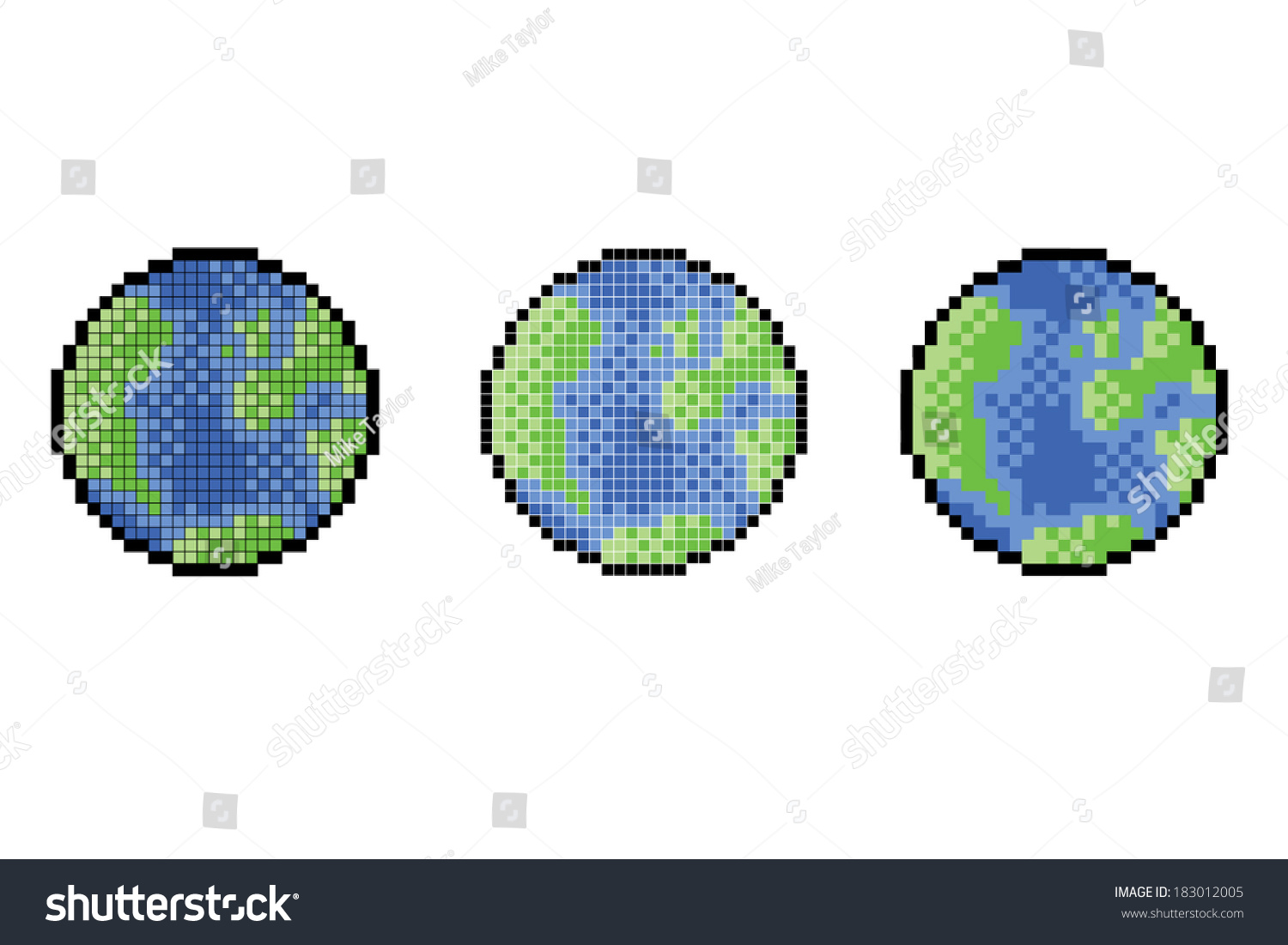 Pixel Art Planet Earth Icon Stock Vector (Royalty Free) 183012005