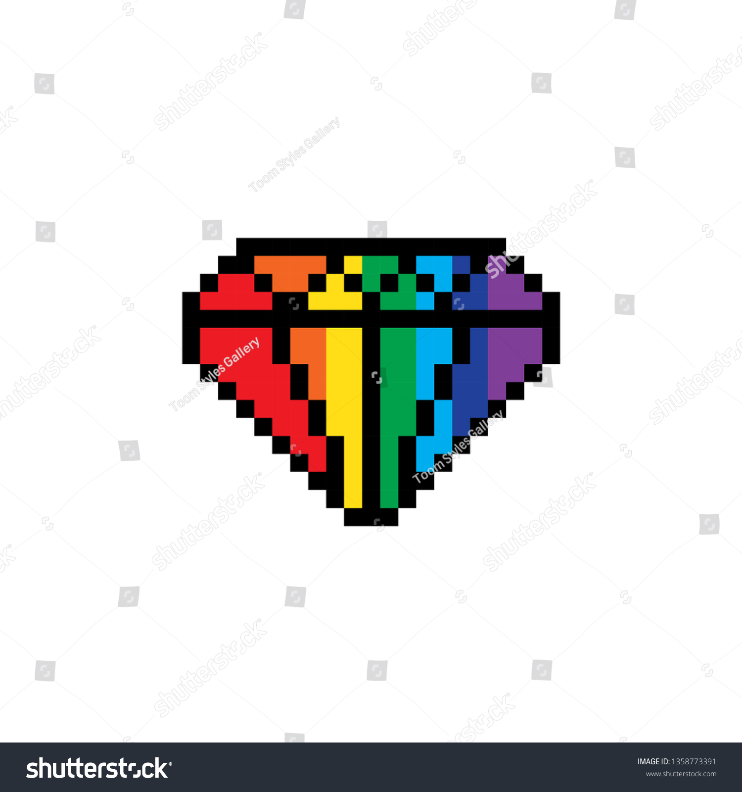 Pixel Art Rainbow Diamond Stock Vector Royalty Free 1358773391