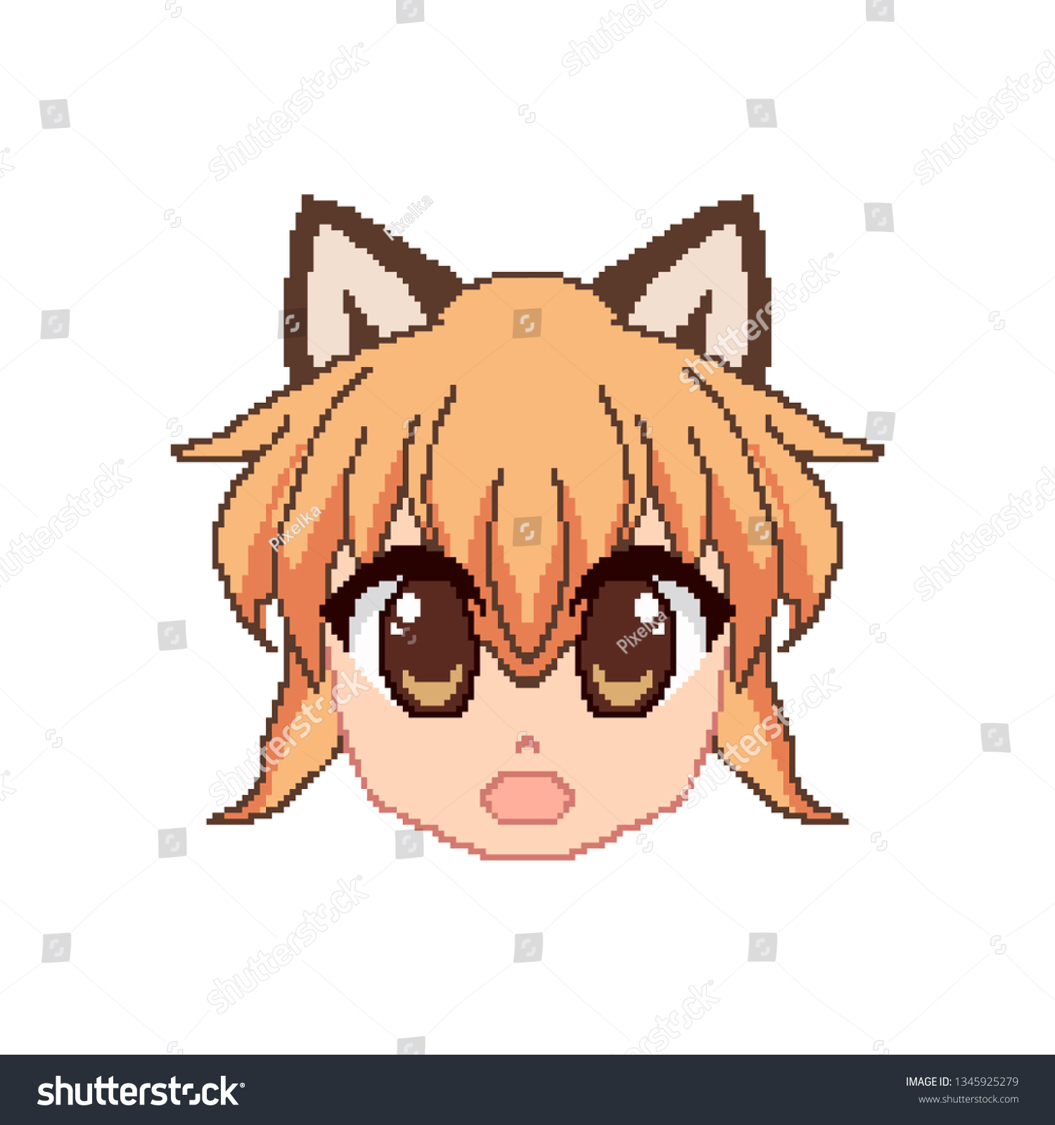 Pixel Art Redhaired Boy Cat Ears Stock Vector (Royalty Free) 1345925279 ...