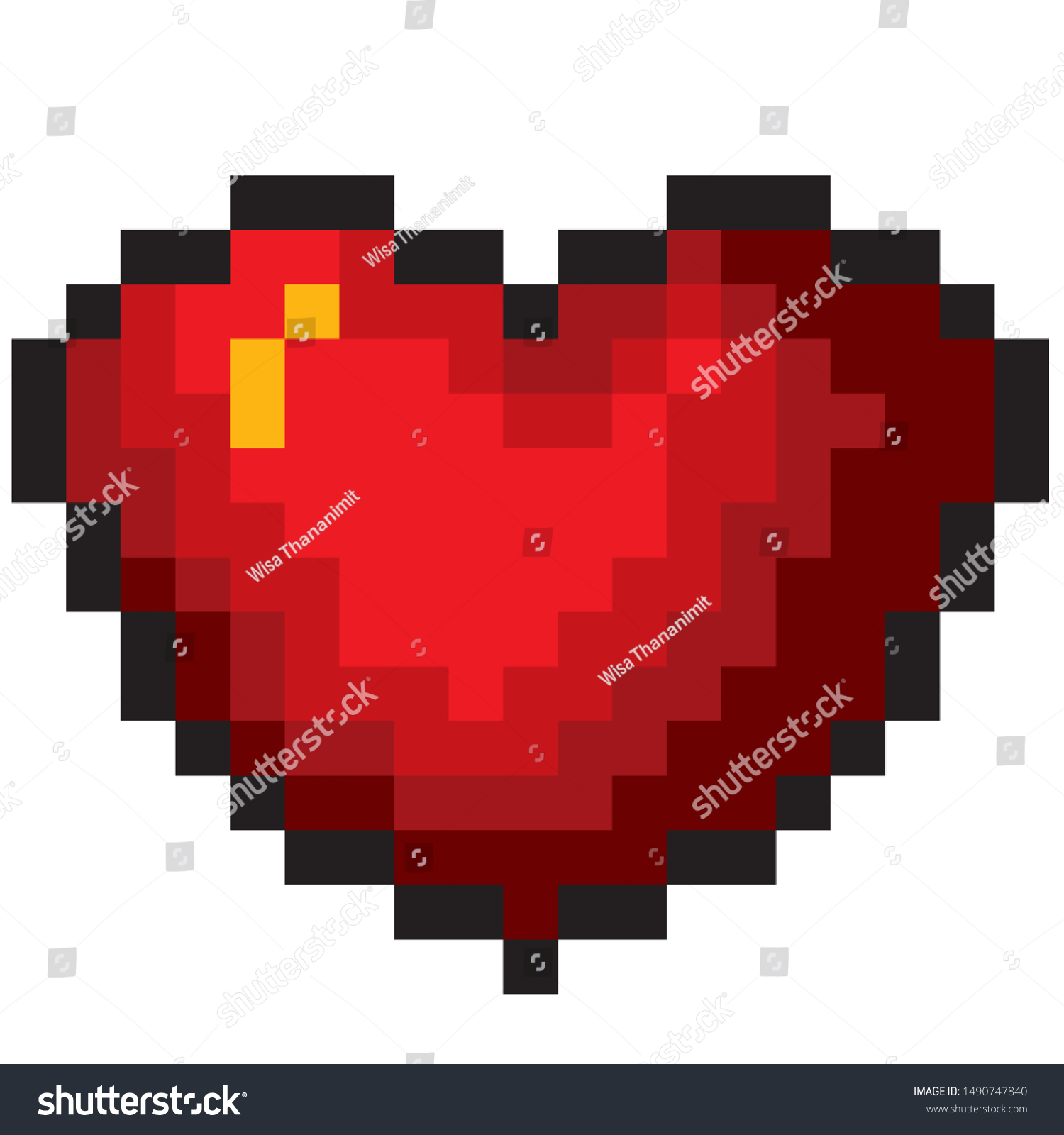 Pixel Art Red Heart Isolated On Stock Vector (Royalty Free) 1490747840