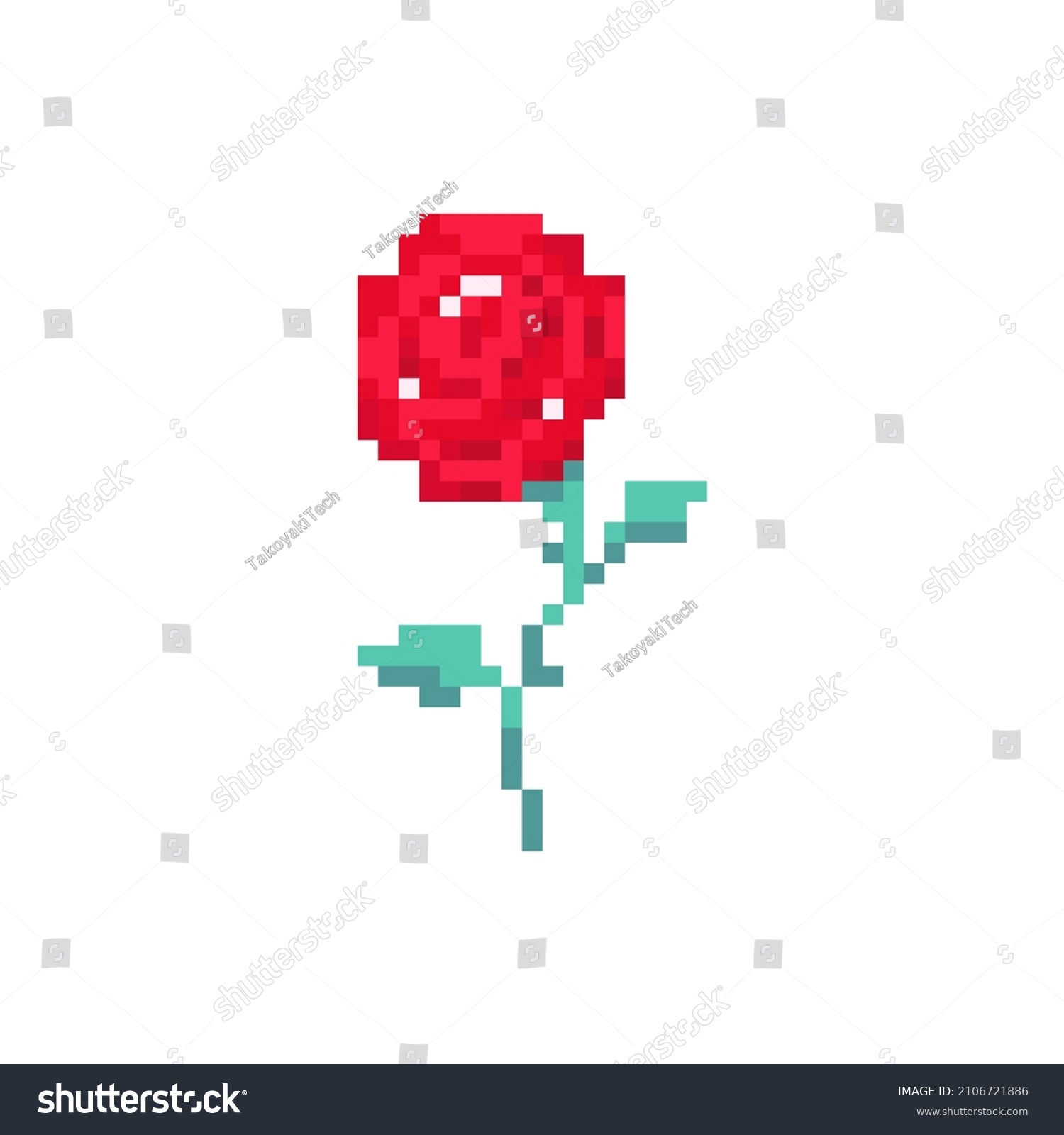 Pixel Art Rose Illustration Vector Pixel Stock Vector (Royalty Free ...